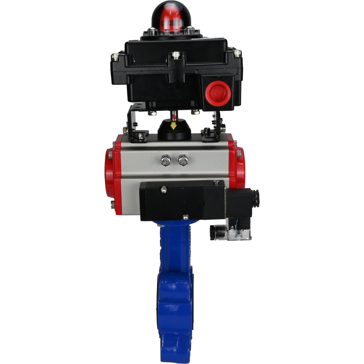 Vanne papillon d'eau Elephant WBV1631N-2W-Fb-H, matériau du corps - fonte QT450, matériau du disque - acier inoxydable AISI 304, joint - NBR, actionneur pneumatique PA-SA avec ressorts de rappel, 4M310-08 24V, BKV APL-410N EX