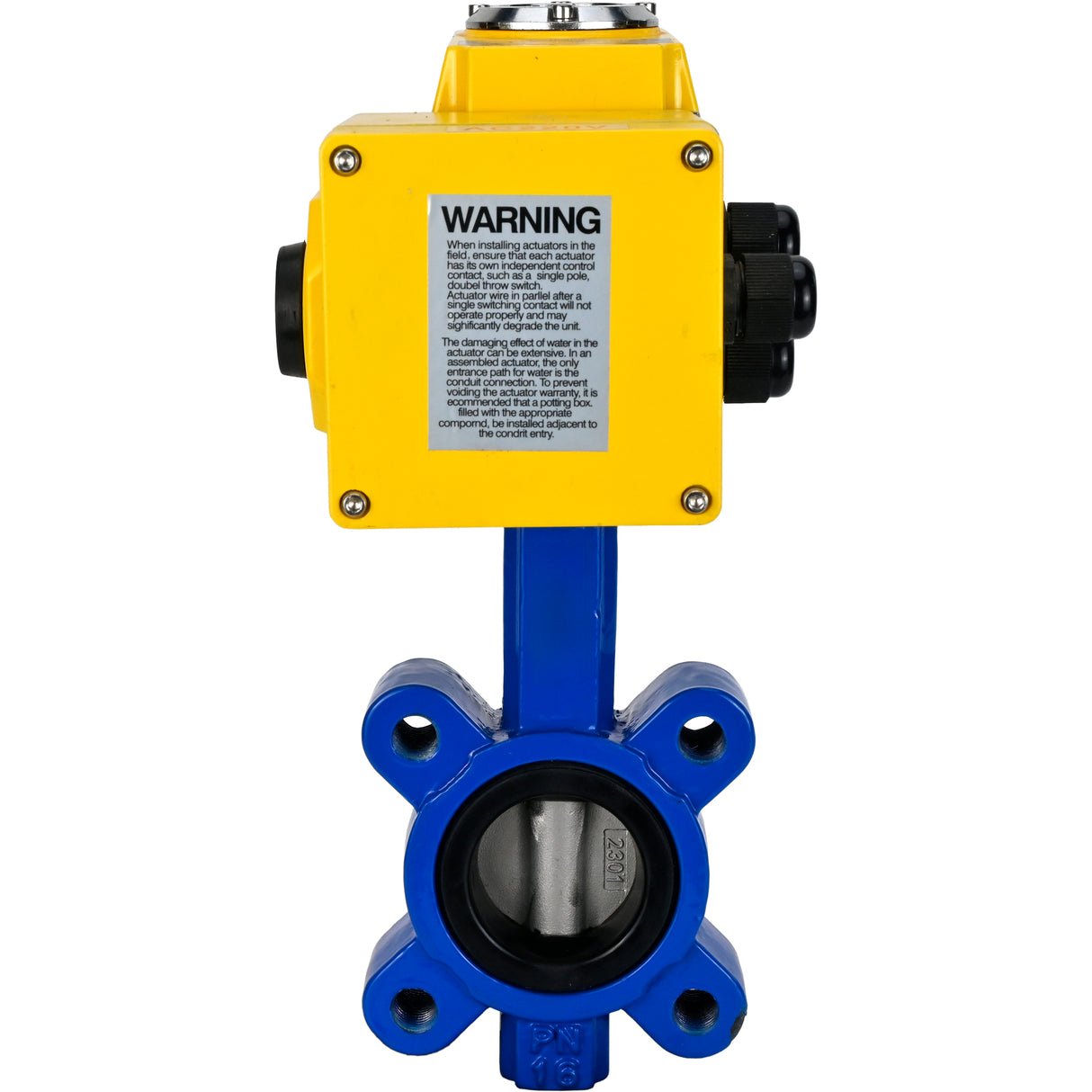 Vanne papillon d'eau Elephant WBV1631N-2W-Fb-H, matériau du corps - fonte QT450, matériau du disque - acier inoxydable AISI 304, joint - NBR, actionneur électrique QT-N-EM-A1-220VAC-U1 220V