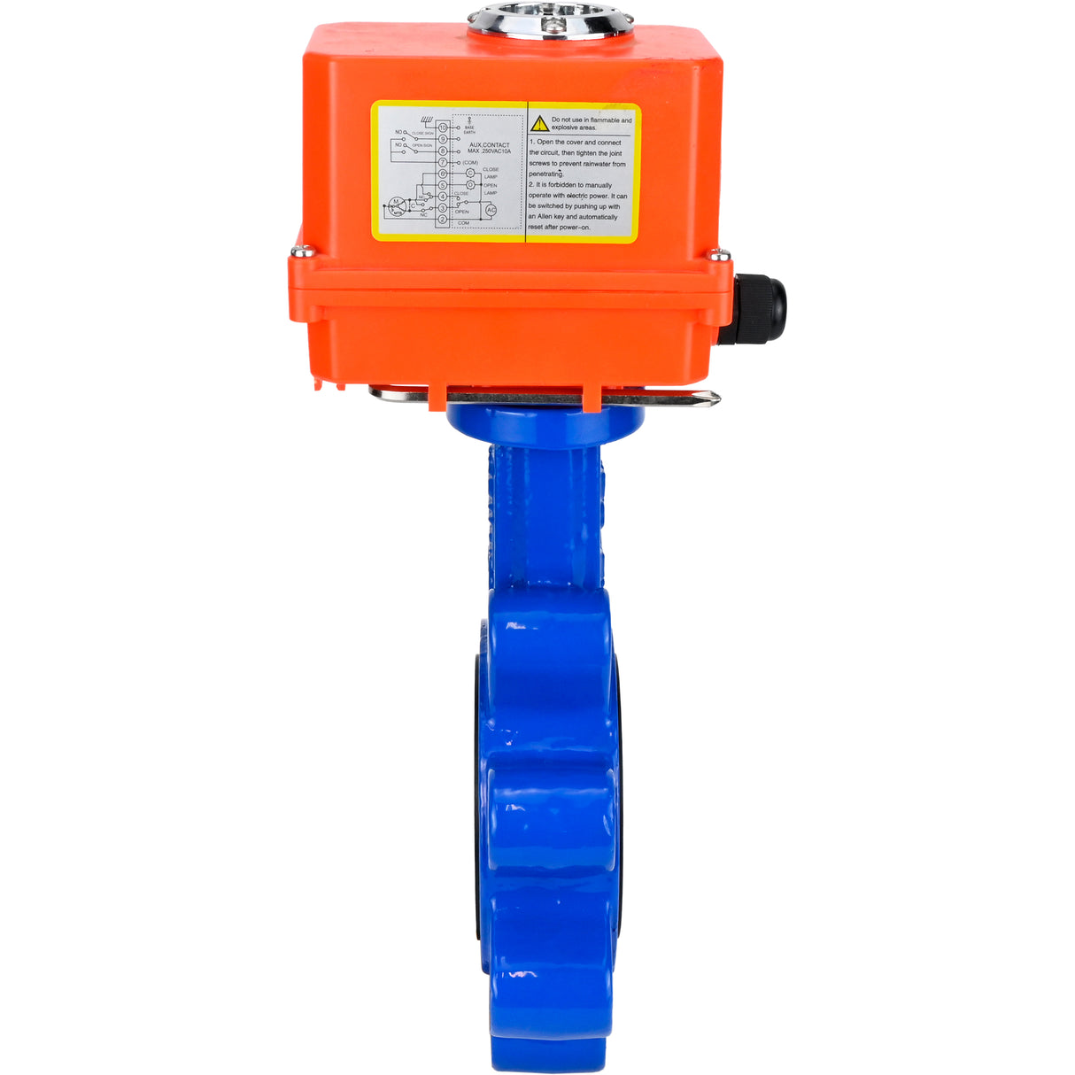 Vanne papillon d'eau Elephant WBV1631E-2W-Fb-H, matériau du corps - fonte QT450, matériau du disque - acier inoxydable AISI 304, joint - EPDM, actionneur électrique QT-N-EM-O1-220VAC-U1 MINI 220V