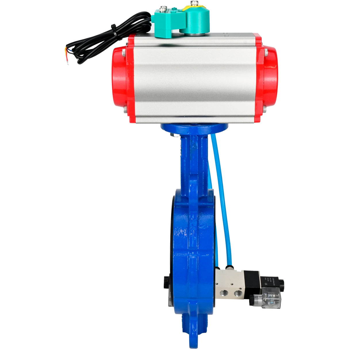 Water Butterfly Valve for abrasive media Elephant WBV1632E-2W-Fb-H DN40-200 16 bar body - QT450 cast iron, disc - 316L stainless steel, seal - EPDM, with pneumatic actuator PA-DA-XXX, pneumatic distributor 4V320-08 220V and ALS200D magnetic switch