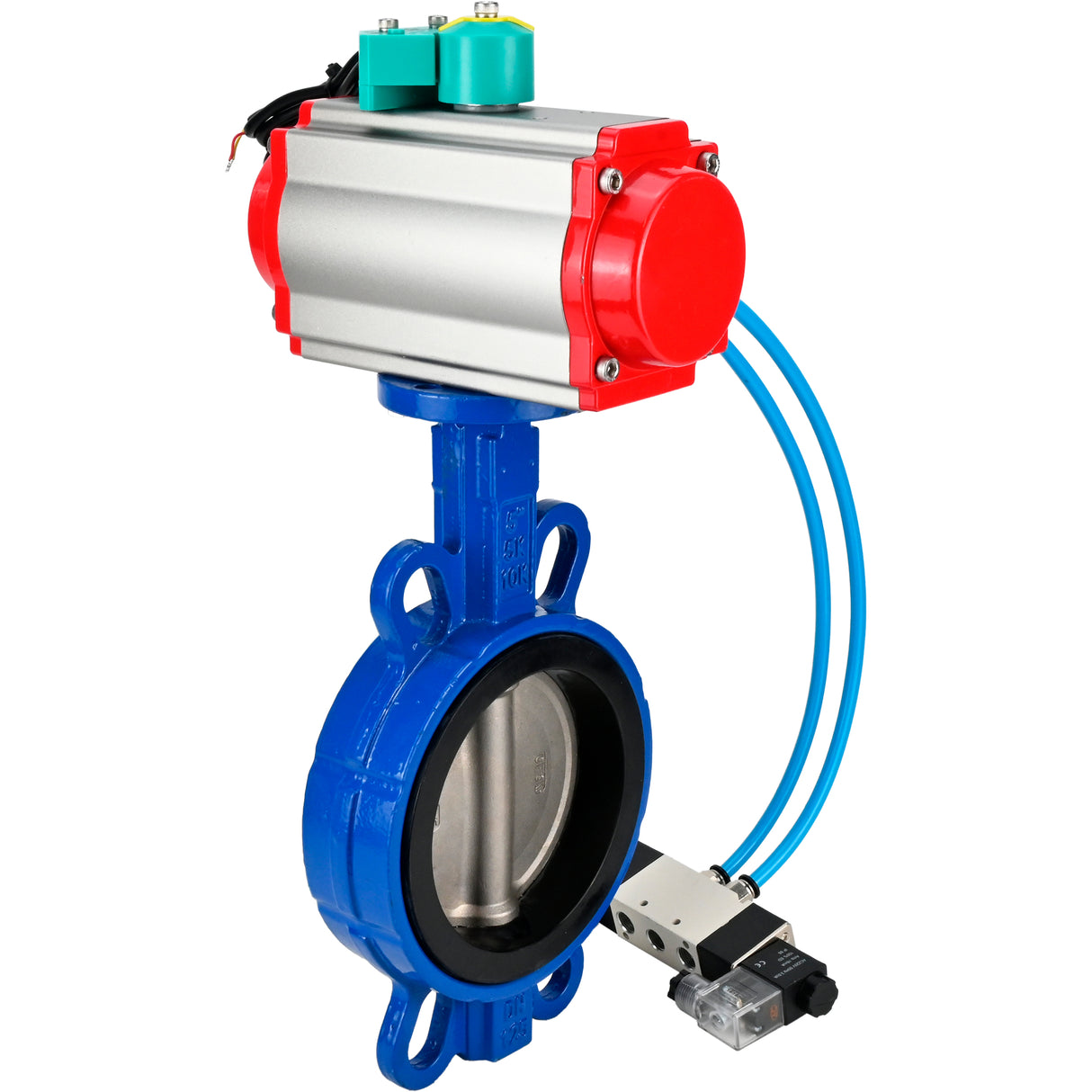 Water Butterfly Valve for abrasive media Elephant WBV1632E-2W-Fb-H DN40-200 16 bar body - QT450 cast iron, disc - 316L stainless steel, seal - EPDM, with pneumatic actuator PA-DA-XXX, pneumatic distributor 4V320-08 220V and ALS200D magnetic switch