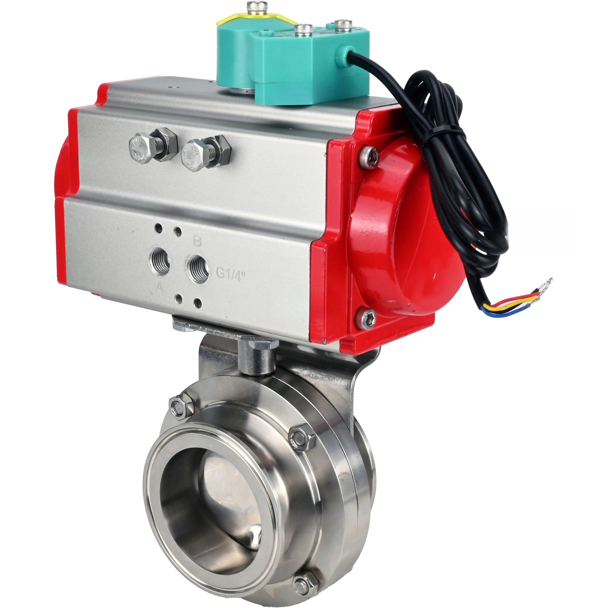 Water Butterfly Valve clamp Elephant WBV3131E-2W-C-H DN15-100 10 bar body - food-grade stainless steel 304, seal - EPDM, with pneumatic drive PA-DA-XXX and ALS200D magnetic switch