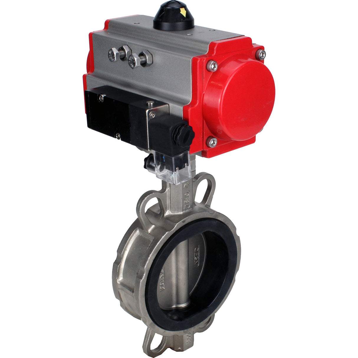 Vanne papillon d'eau Elephant WBV3131N-2W-Fb-H, matériau du corps - Acier inoxydable AISI 304, matériau du disque - Acier inoxydable AISI 304, joint - NBR, actionneur pneumatique PA-SA avec ressorts de rappel, 4M310-08 220V