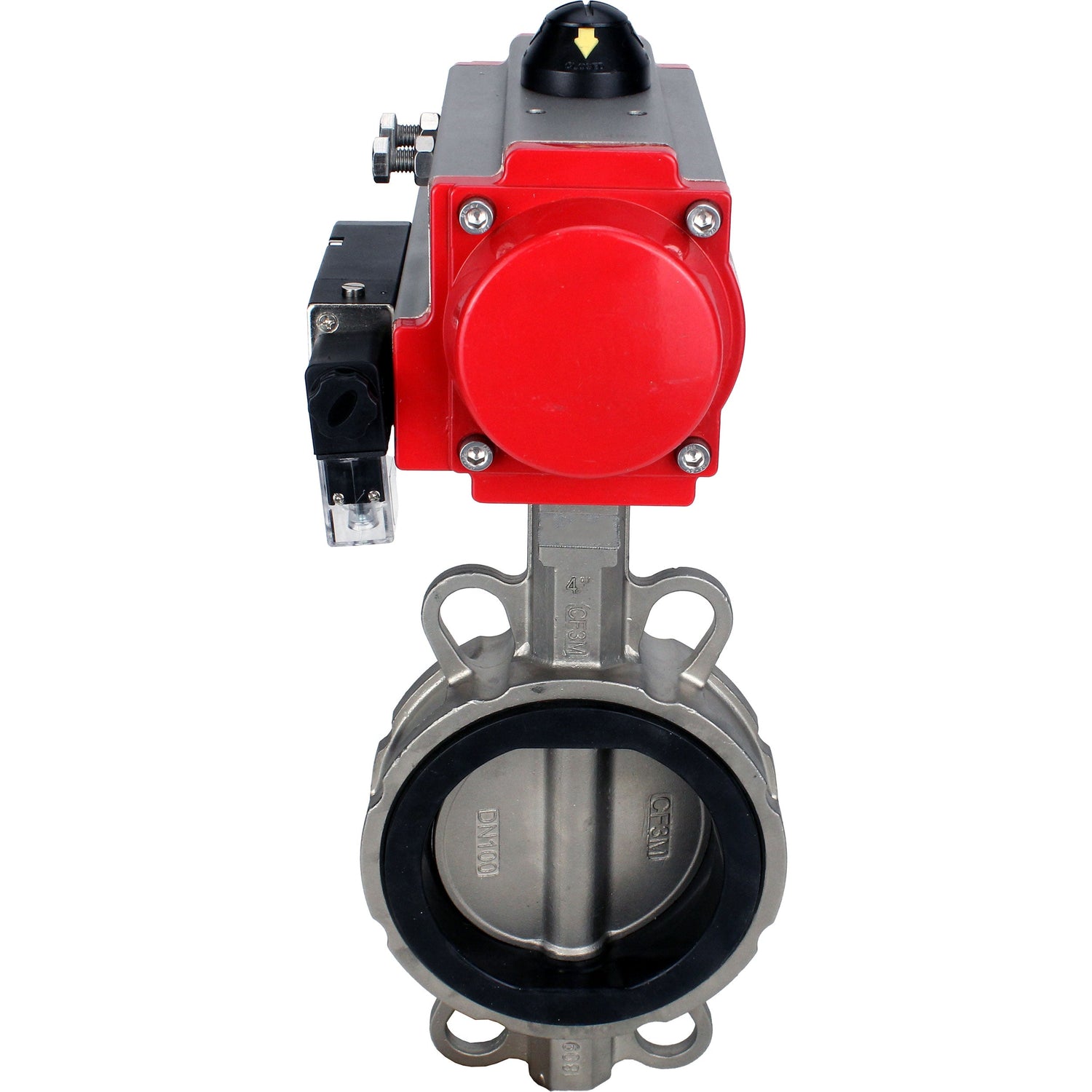 Vanne papillon d'eau Elephant WBV3131V-2W-Fb-H, matériau du corps - Acier inoxydable AISI 304, matériau du disque - Acier inoxydable AISI 304, joint - Viton, actionneur pneumatique PA-DA double action, 4M310-08 220V