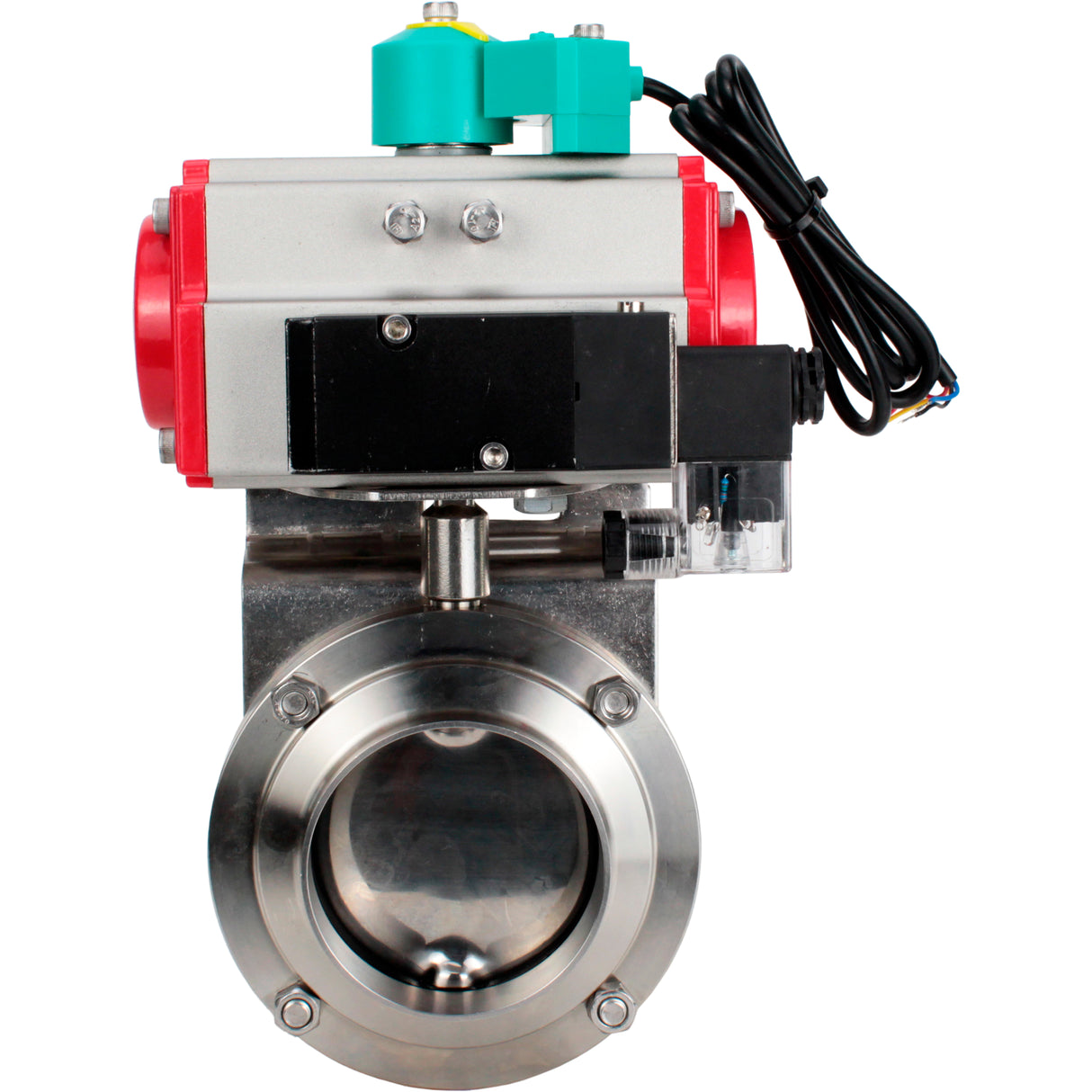 Disc rotary valves Elephant WBV3131E-2W-T-H DN15-100 10 bar threaded, food-grade stainless steel 304, seal - EPDM, with pneumatic actuator PA-DA-XXX, pneumatic distributor 4M310-08 NAMUR 24V and ALS200D magnetic switch