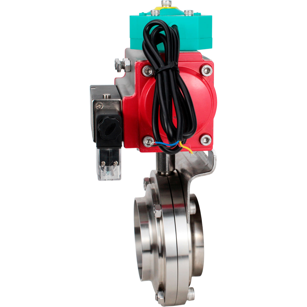 Disc rotary valves Elephant WBV3131E-2W-T-H DN15-100 10 bar threaded, food-grade stainless steel 304, seal - EPDM, with pneumatic actuator PA-DA-XXX, pneumatic distributor 4M310-08 NAMUR 24V and ALS200D magnetic switch