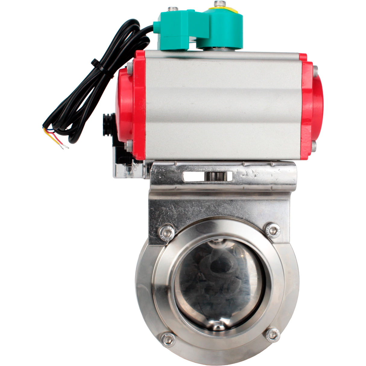 Disc rotary valves Elephant WBV3131E-2W-T-H DN15-100 10 bar threaded, food-grade stainless steel 304, seal - EPDM, with pneumatic actuator PA-DA-XXX, pneumatic distributor 4M310-08 NAMUR 24V and ALS200D magnetic switch