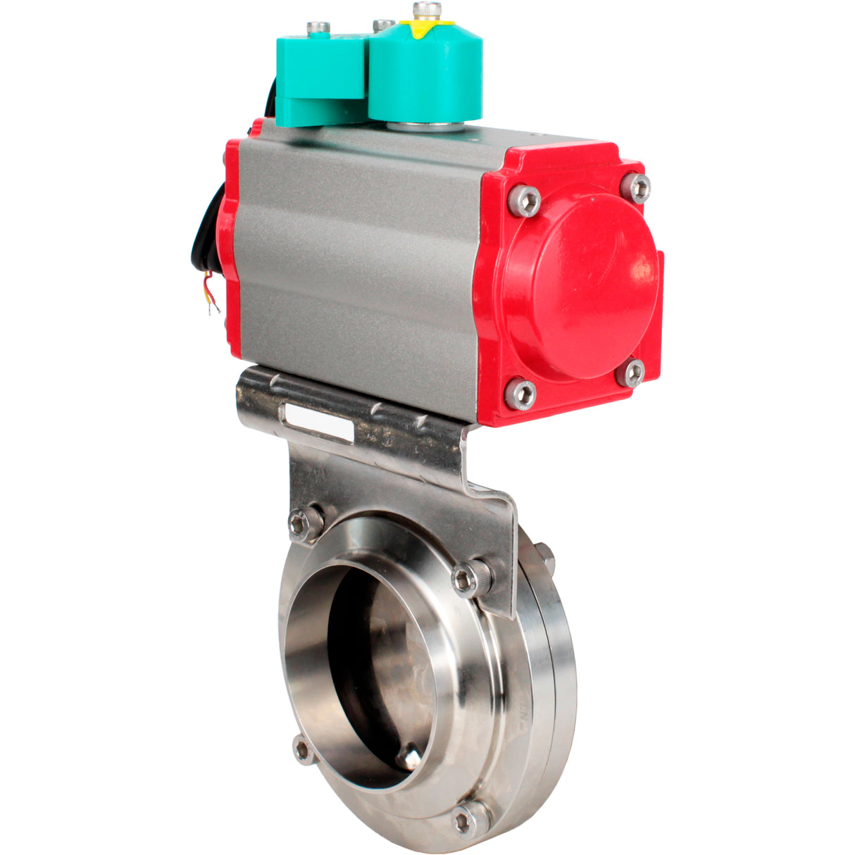 Disc rotary valves Elephant WBV3131E-2W-T-H DN15-100 10 bar threaded, food-grade stainless steel 304, seal - EPDM, with pneumatic actuator PA-DA-XXX, pneumatic distributor 4M310-08 NAMUR 24V and ALS200D magnetic switch