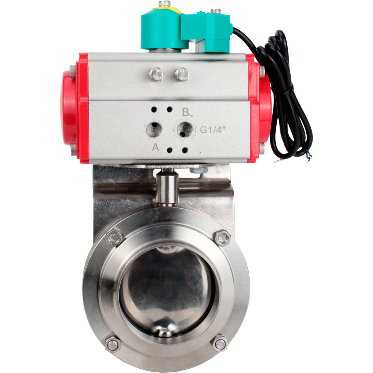 Disc rotary valves Elephant WBV3131E-2W-T-H DN15-100 10 bar threaded, food-grade stainless steel 304, seal - EPDM, with pneumatic drive PA-DA-XXX and ALS200D magnetic switch