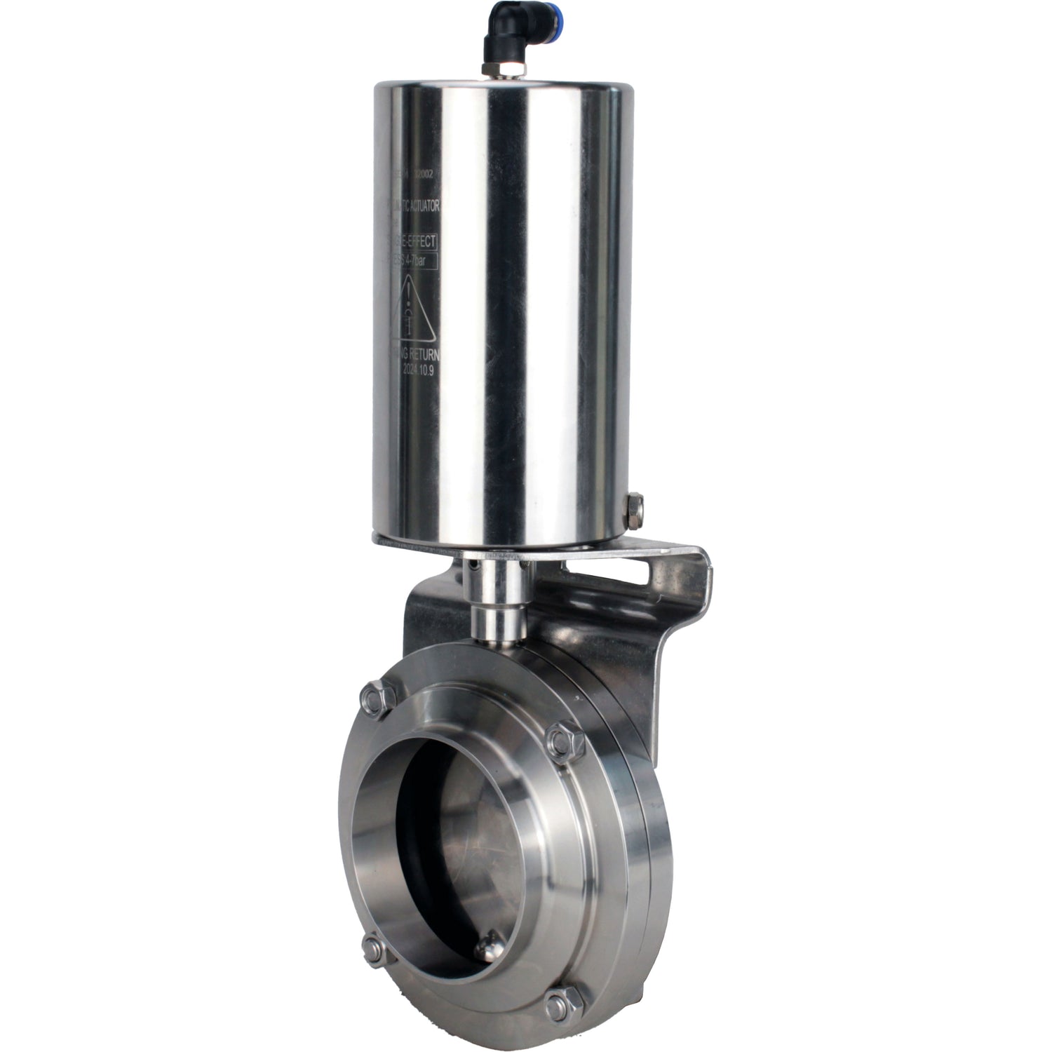 Water Butterfly valves Elephant WBV3131S-2W-W-H, body material - stainless steel AISI 304, seal - Silicon, with pneumatic actuator PA-SA-85