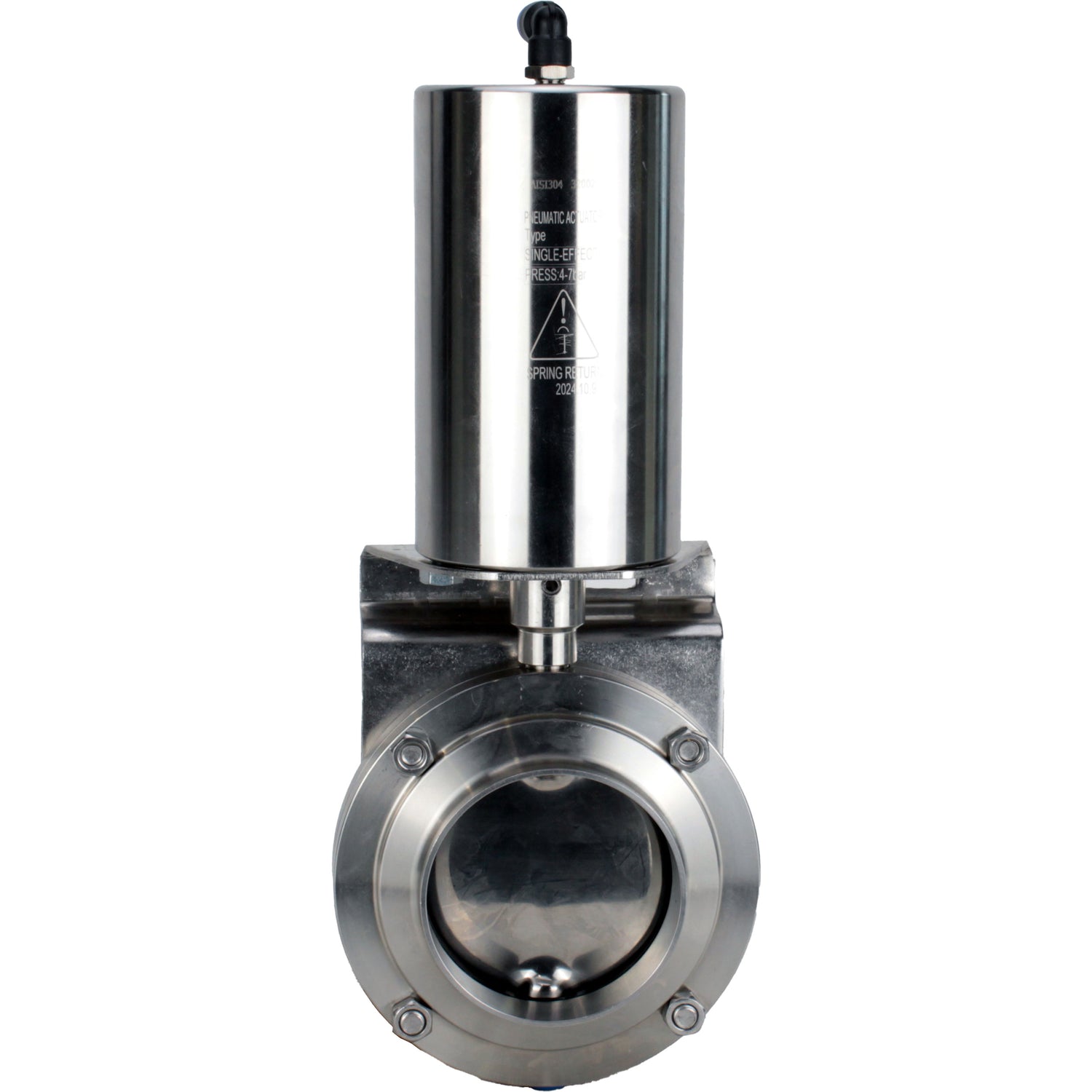 Water Butterfly valves Elephant WBV3131S-2W-W-H, body material - stainless steel AISI 304, seal - Silicon, with pneumatic actuator PA-SA-85