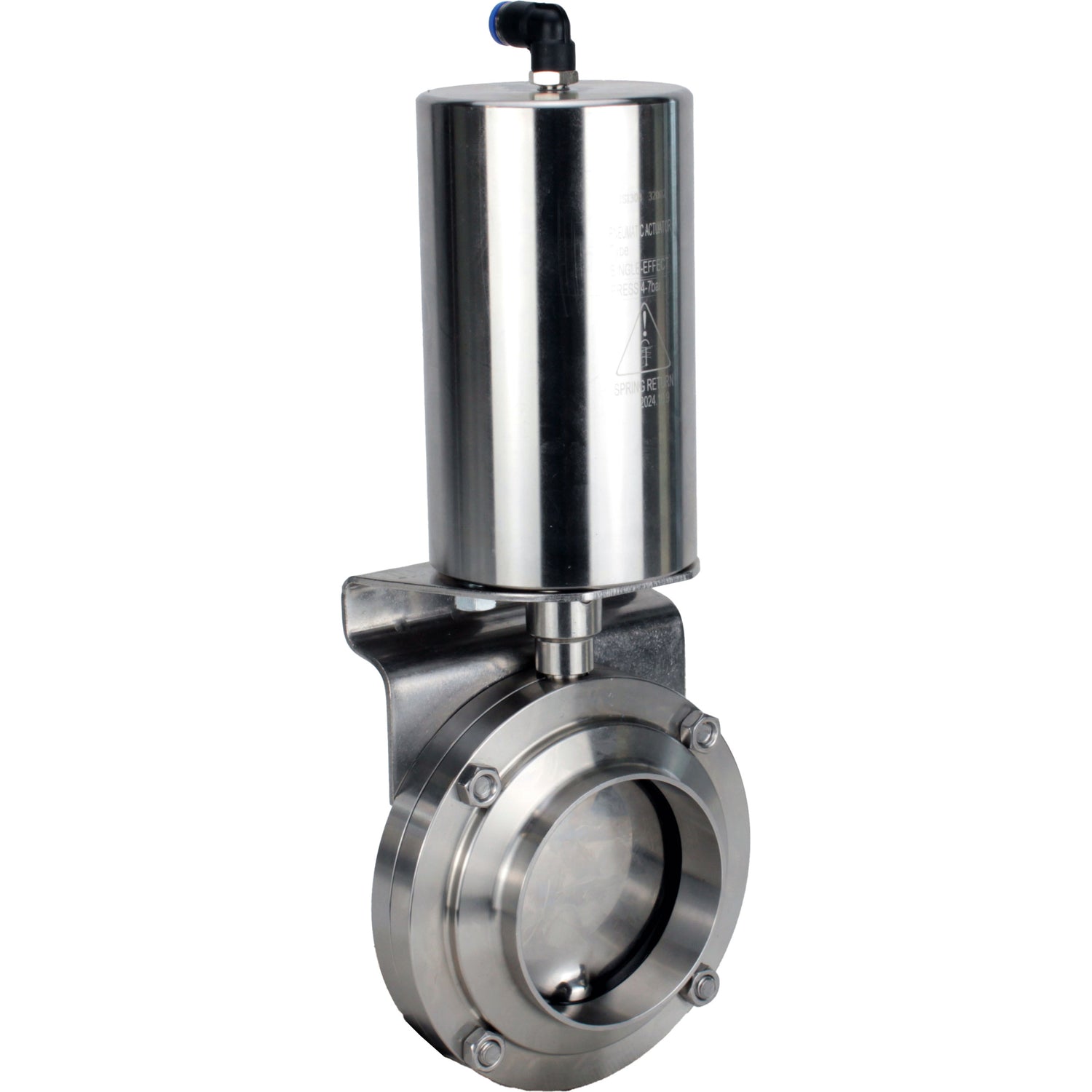 Water Butterfly valves Elephant WBV3131S-2W-W-H, body material - stainless steel AISI 304, seal - Silicon, with pneumatic actuator PA-SA-85