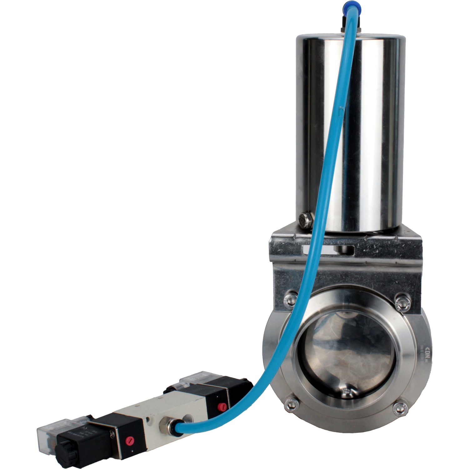 Water Butterfly valves Elephant WBV3131S-2W-W-H, body material - stainless steel AISI 304, seal - Silicon, with pneumatic actuator PA-SA-85, pneumatic distributor 4V320-08 220V