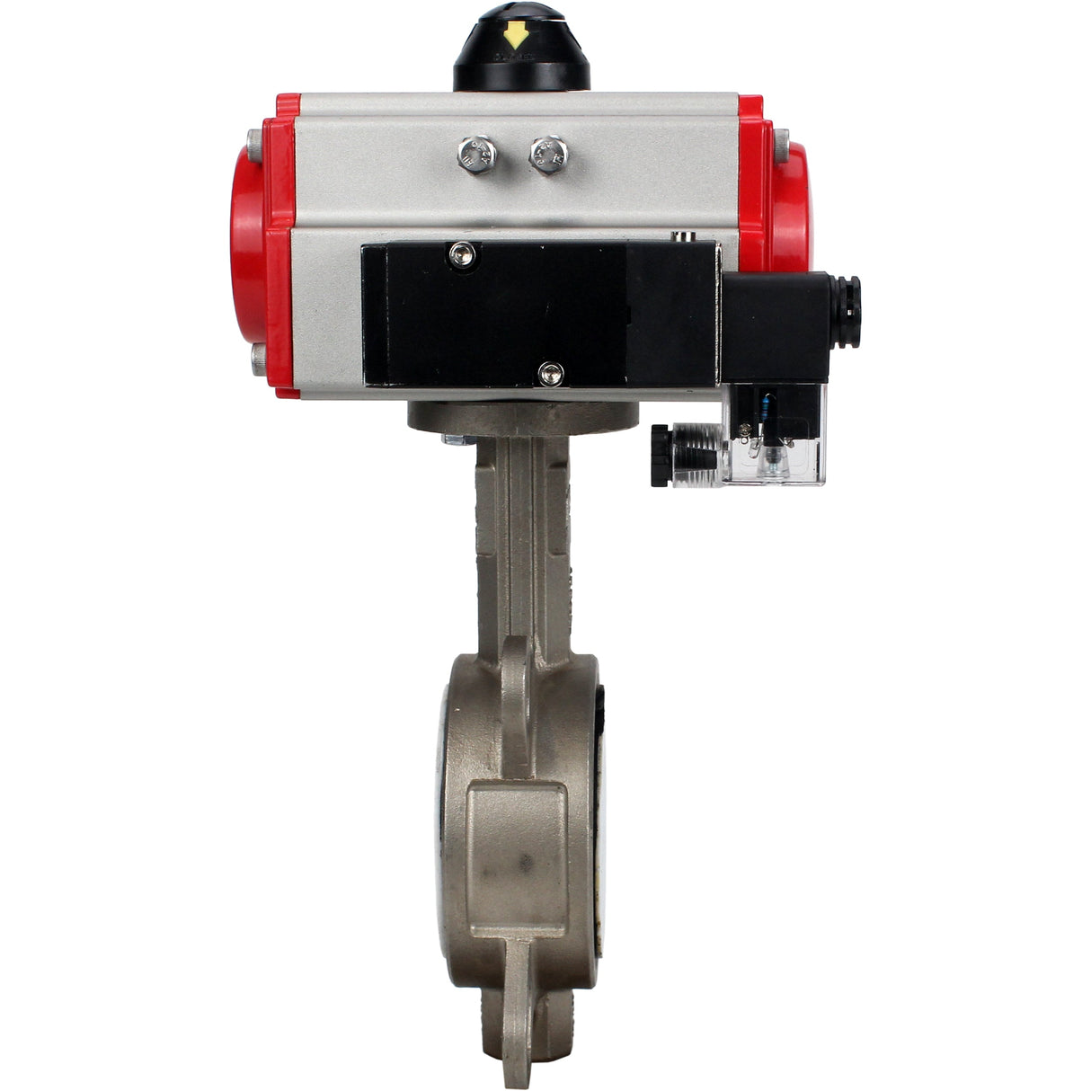 Vanne papillon d'eau Elephant WBV3131P-2W-Fb-H, matériau du corps - Acier inoxydable AISI 304, matériau du disque - Acier inoxydable AISI 304, joint - PTFE, actionneur pneumatique PA-SA avec ressorts de rappel, 4M310-08 220V