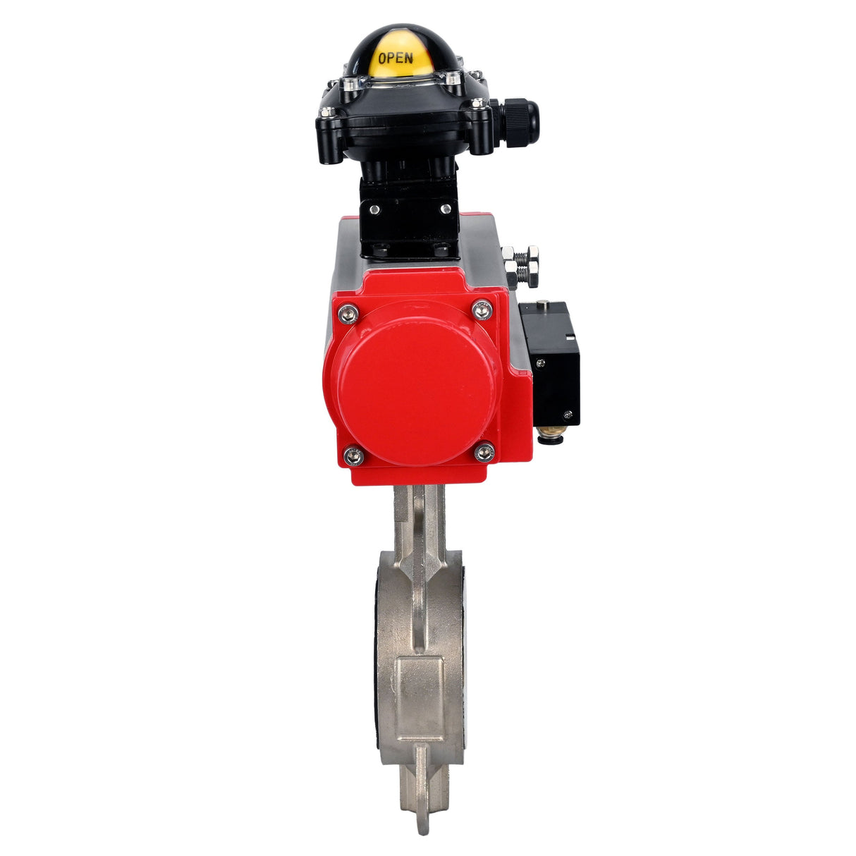 Válvula de mariposa de agua Elephant 316l-316l-ptfe-da-4m310-110/220-apl210n, material del cuerpo - acero inoxidable AISI 316L, material del disco - acero inoxidable AISI 316L, sello - PTFE, actuador neumático operado