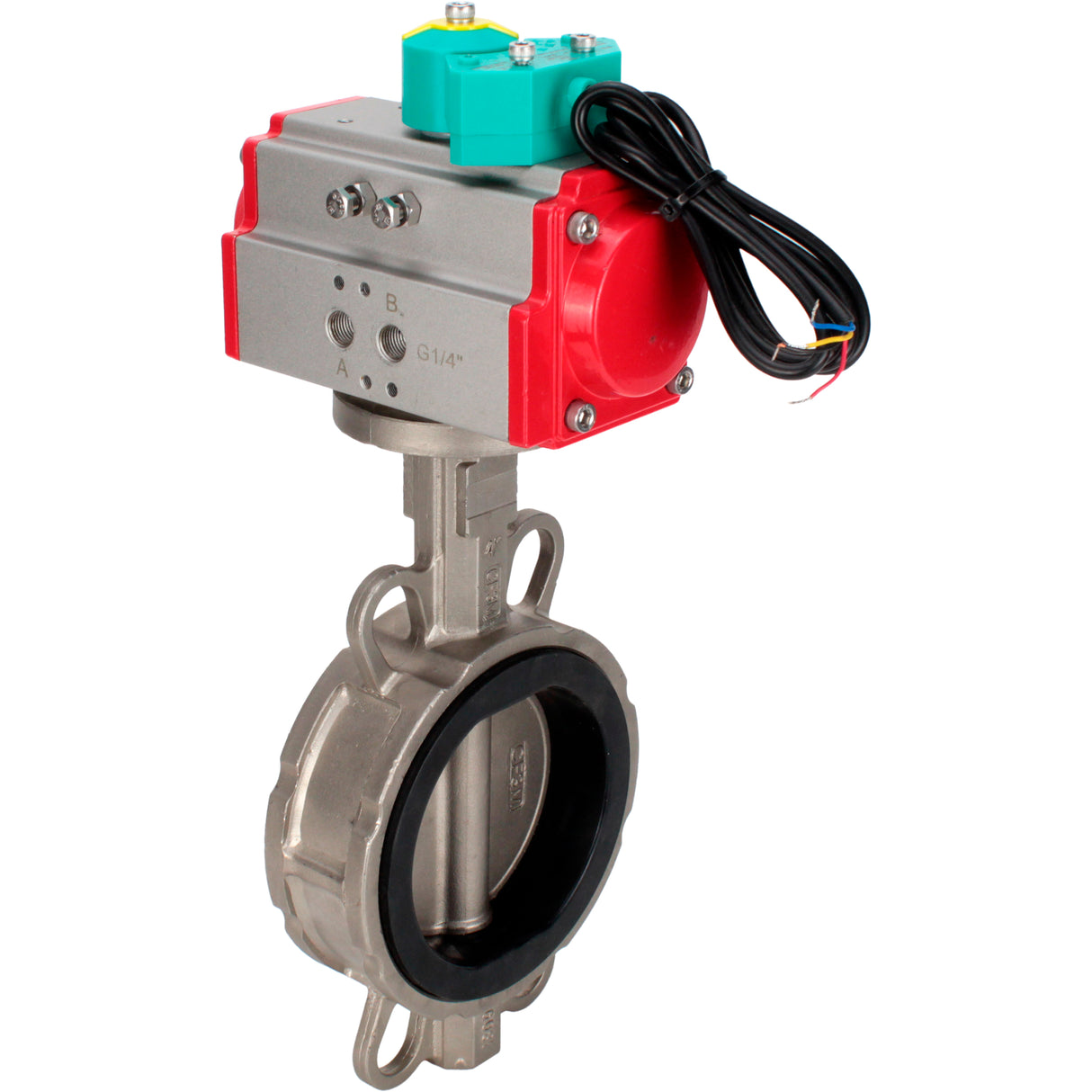 Water Butterfly Valve Elephant WBV3232V-2W-Fb-H DN50-300 16 bar case - 316L stainless steel, disc - 316L stainless steel, seal - Viton, with pneumatic drive PA-DA-XXX and ALS200D magnetic switch