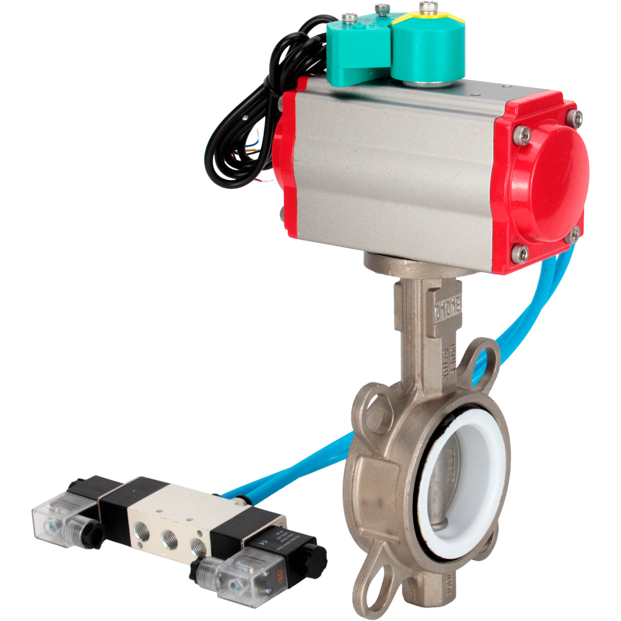 Water Butterfly Valve Elephant WBV3232P-2W-Fb-H DN40-300 16 bar case - 316L stainless steel, disc - 316L stainless steel, seal - PTFE, with pneumatic actuator PA-DA-XXX, pneumatic distributor 4V320-08 220V and ALS200D magnetic switch