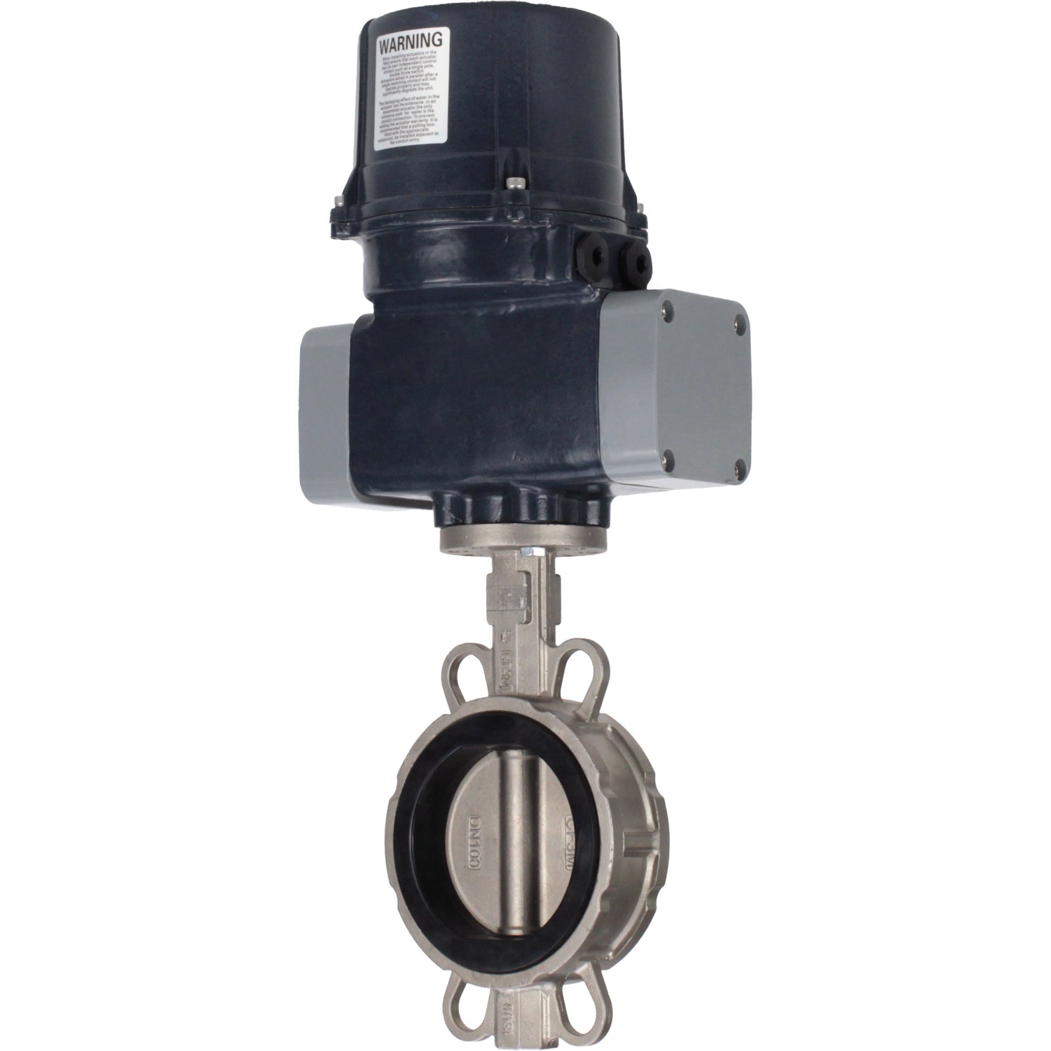 Butterfly valves Elephant WBV3232N-2W-Fb-H interflanged, body - stainless steel AISI 316L, disc - stainless steel 316L, seal - NBR, with electric quarter turn actuator Elephant QTSA-N-EM-O0-220VAC