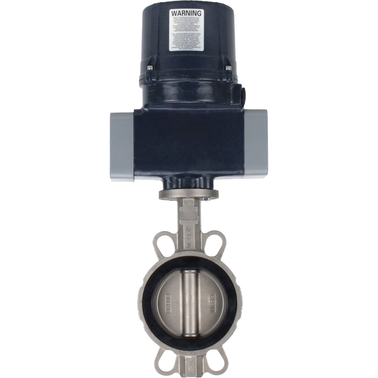 Butterfly valves Elephant WBV3232N-2W-Fb-H interflanged, body - stainless steel AISI 316L, disc - stainless steel 316L, seal - NBR, with electric quarter turn actuator Elephant QTSA-N-EM-O0-220VAC