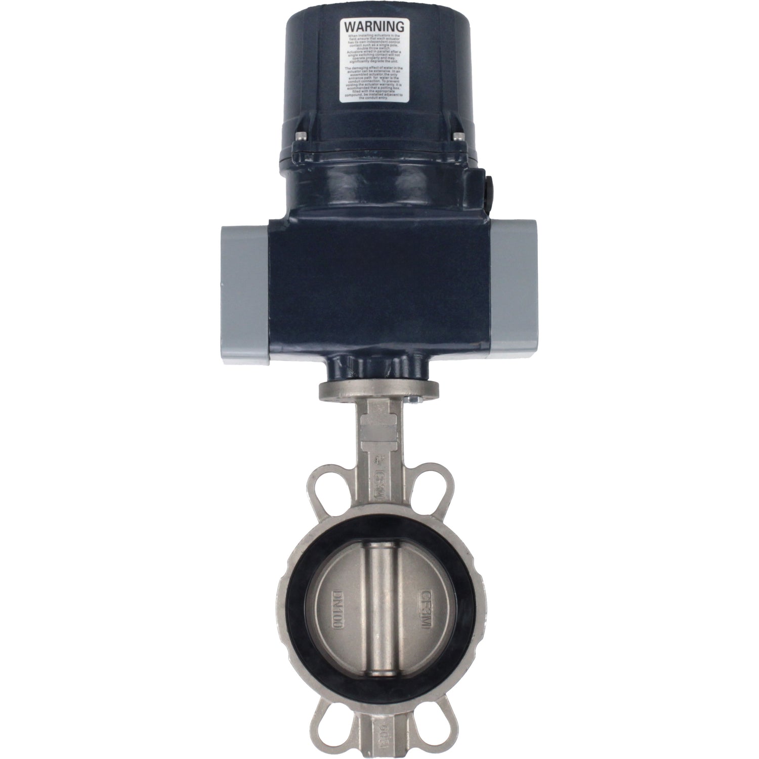Butterfly valves Elephant WBV3232N-2W-Fb-H interflanged, body - stainless steel AISI 316L, disc - stainless steel 316L, seal - NBR, with electric quarter turn actuator Elephant QTSA-N-EM-O0-220VAC
