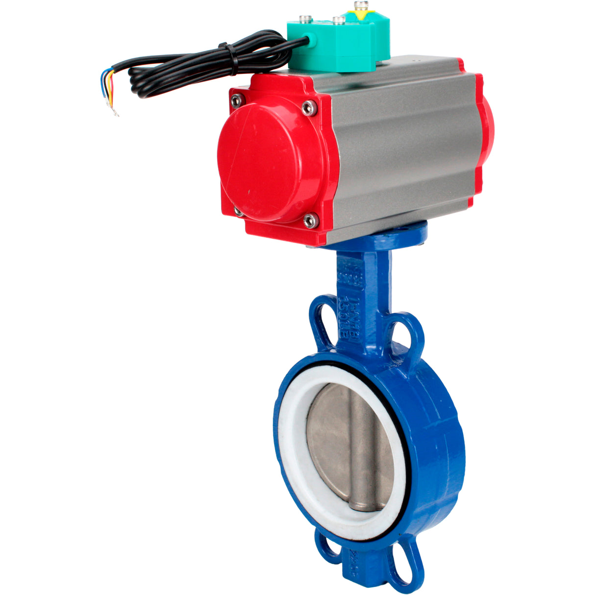 Water Butterfly Valve Elephant WBV3432P-2W-Fb-H DN40-300 16 bar body - WCB carbon steel, disc - 316L stainless steel, seal - PTFE, with pneumatic drive PA-DA-XXX and ALS200D magnetic switch