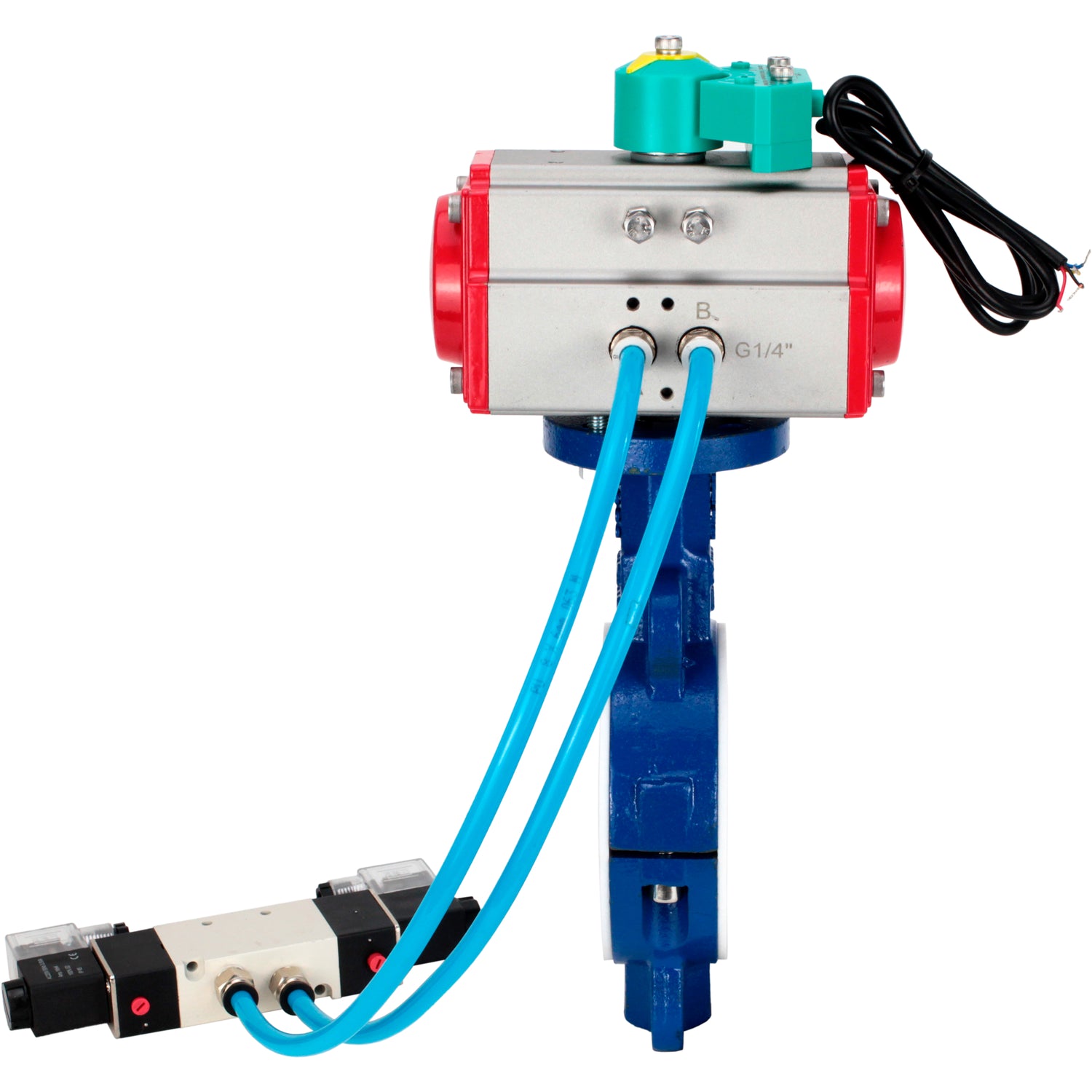 Disc rotary valves Elephant WBV3434Pf-2W-Fb-H DN50-300 16 bar body - WCB carbon steel, disc - WCB carbon steel, PTFE lined, seal - PTFE, with PA-DA-XXX, 4V320-10 220V и ALS200D