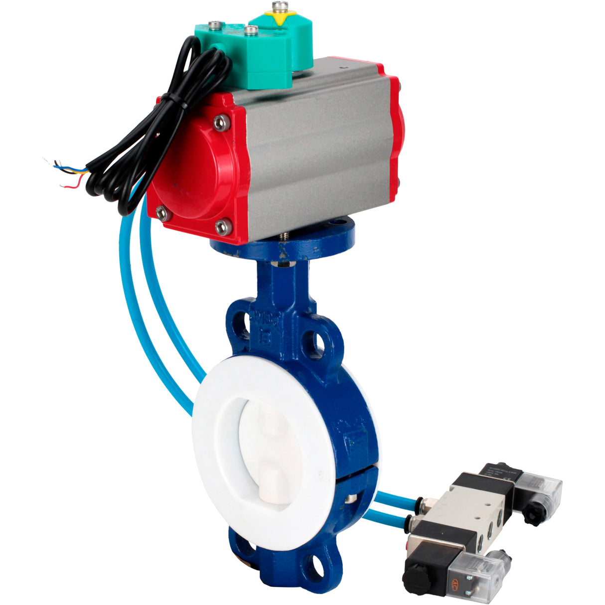 Disc rotary valves Elephant WBV3434Pf-2W-Fb-H DN50-300 16 bar body - WCB carbon steel, disc - WCB carbon steel, PTFE lined, seal - PTFE, with PA-DA-XXX, 4V320-10 220V и ALS200D