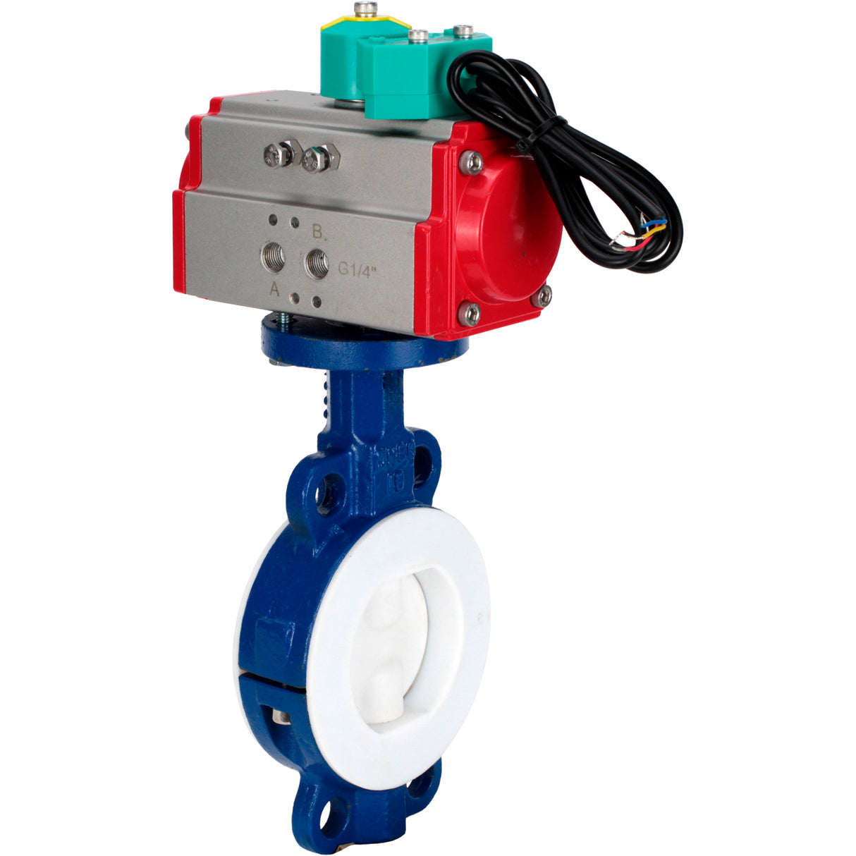 Disc rotary valves Elephant WBV3434Pf-2W-Fb-H DN50-300 16 bar body - WCB carbon steel, disc - WCB carbon steel, PTFE lined, seal - PTFE, with pneumatic drive PA-DA-XXX and ALS200D magnetic switch