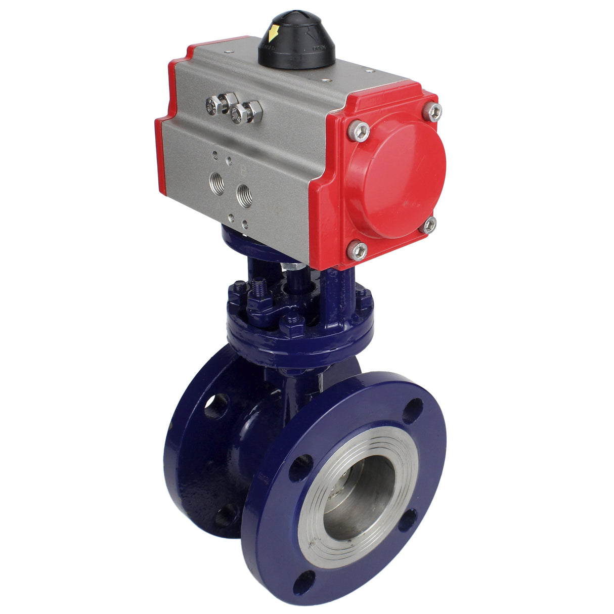 Vanne papillon d'eau Elephant WBV3EX-3432M-1W-F-ISO, matériau du corps - Acier au carbone, matériau du disque - Acier inoxydable AISI 316, joint - Métal, actionneur pneumatique PA-DA double action