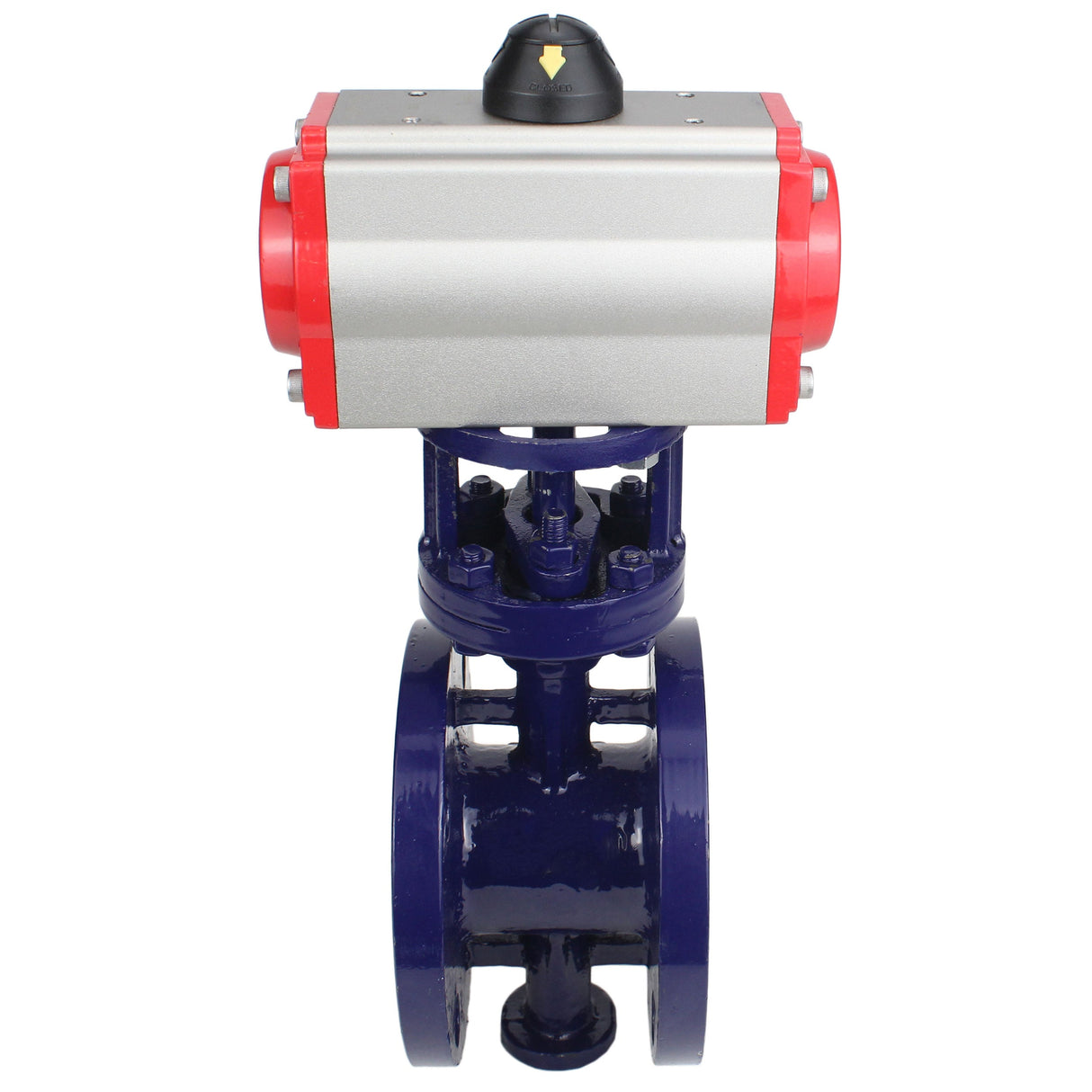 Vanne papillon d'eau Elephant WBV3EX-3432M-1W-F-ISO, matériau du corps - Acier au carbone, matériau du disque - Acier inoxydable AISI 316, joint - Métal, actionneur pneumatique PA-SA avec ressorts de rappel