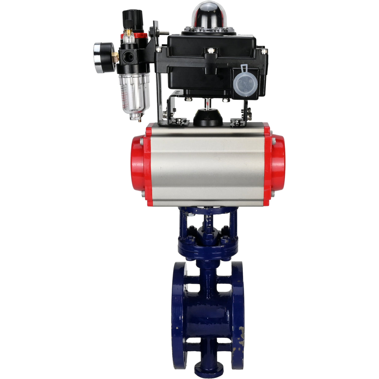 Vanne papillon d'eau Elephant WBV3EX-3431M-1W-F-ISO, matériau du corps - Acier au carbone, matériau du disque - Acier inoxydable AISI 304, joint - Métal, actionneur pneumatique PA-SA avec ressorts de rappel, 4M310-08 220V, BKV APL-410N EX BPV AFC2000