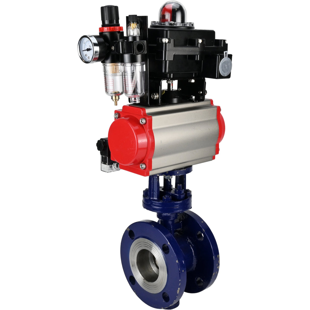 Vanne papillon d'eau Elephant WBV3EX-3431M-1W-F-ISO, matériau du corps - Acier au carbone, matériau du disque - Acier inoxydable AISI 304, joint - Métal, actionneur pneumatique PA-DA double action, 4M310-08 24V, BKV APL-410N EX BPV AFC2000