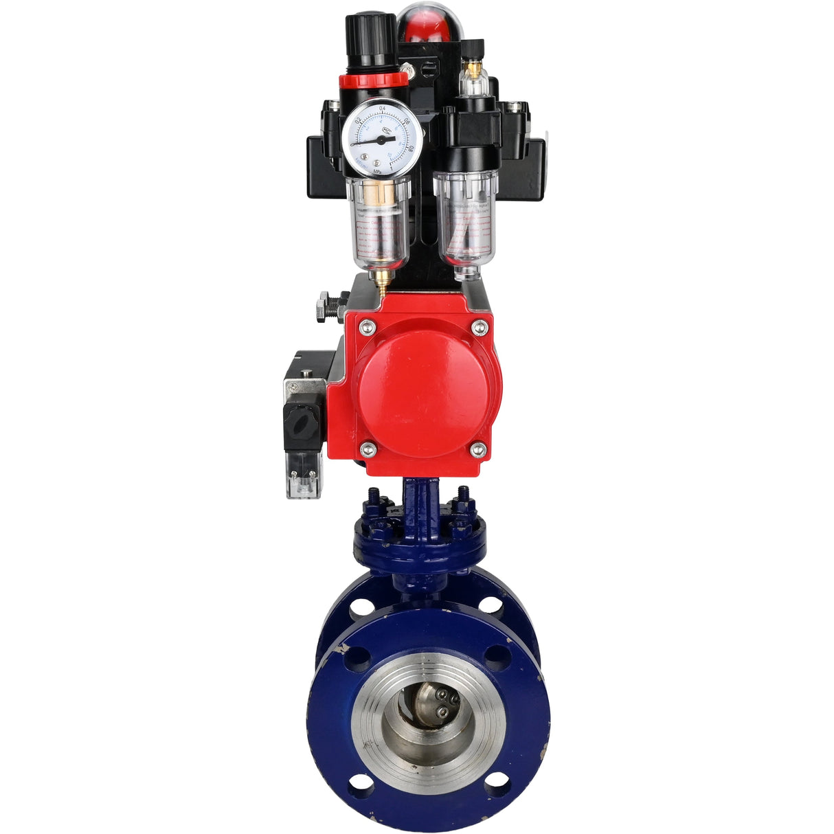 Water Butterfly Valve Elephant WBV3EX-3432M-1W-F-ISO, body material - Carbon steel, disk material - Stainless steel AISI 316, seal - Metal, pneumatic actuator PA-SA with return springs, 4M310-08 NAMUR 24V, LSU APL-410N EX ATU AFC2000