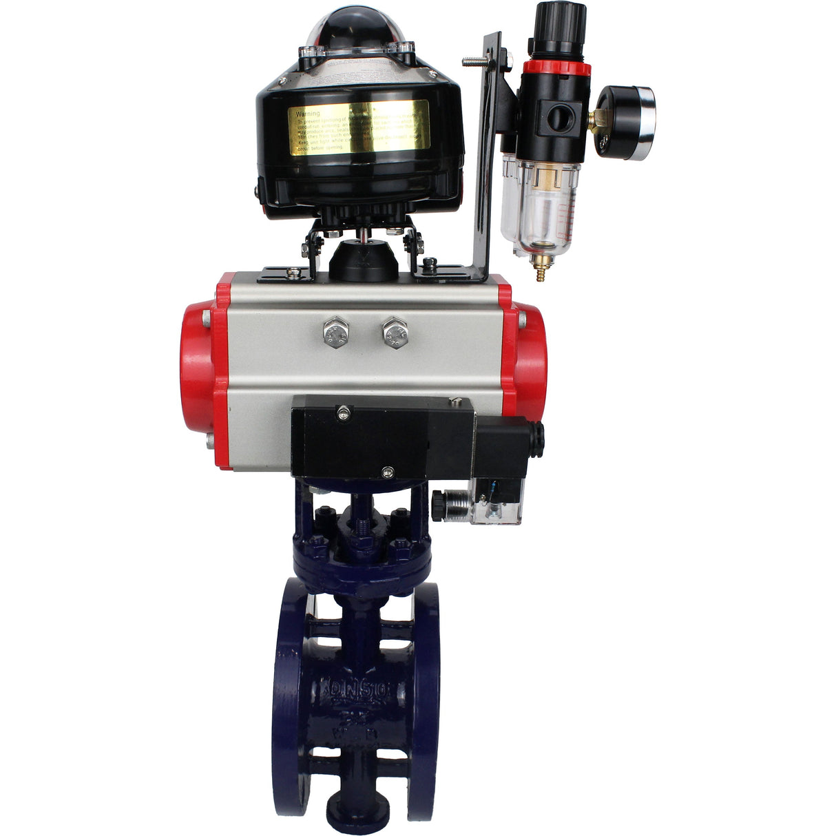 Vanne papillon d'eau Elephant WBV3EX-3431M-1W-F-ISO, matériau du corps - Acier au carbone, matériau du disque - Acier inoxydable AISI 304, joint - Métal, actionneur pneumatique PA-DA double action, 4M310-08 24V, BKV APL-510N EX, BPV AFC2000