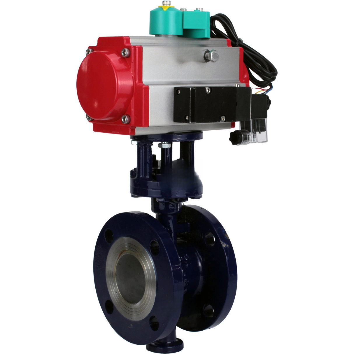 Water Butterfly Valve with triple eccentricity Elephant WBV3EX-3431M-1W-F-ISO DN50-150 25 bar body - WCB carbon steel, disc - 304 stainless steel, METAL, with pneumatic actuator PA-DA-XXX, pneumatic distributor 4M310-08 NAMUR 24V and ALS200D switch