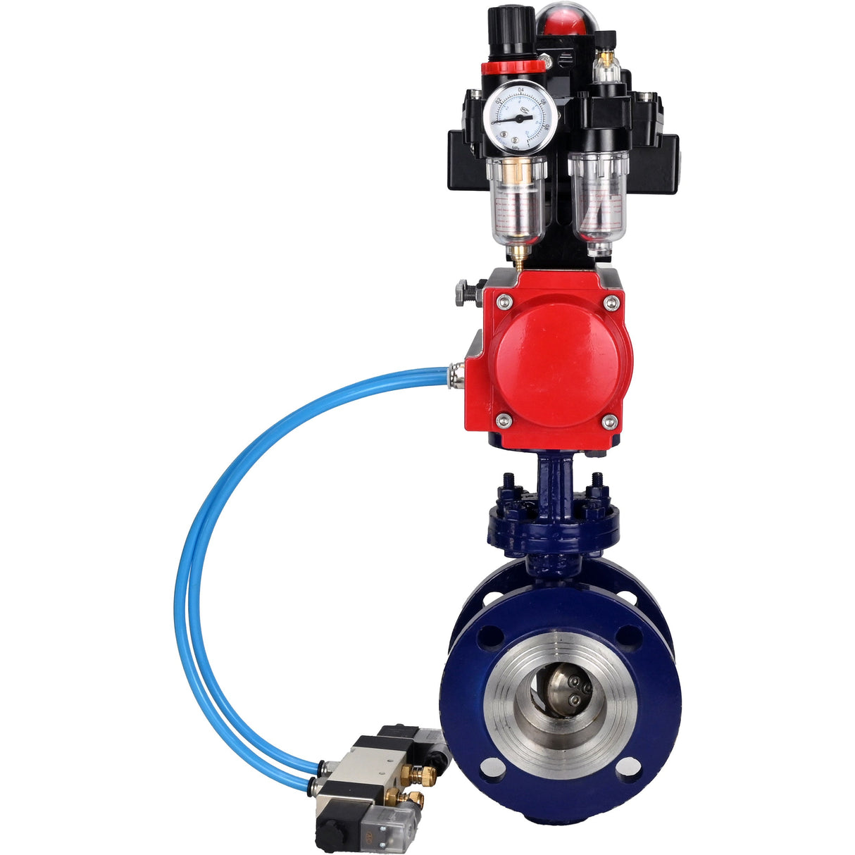 Water Butterfly Valve Elephant WBV3EX-3432M-1W-F-ISO, body material - Carbon steel, disk material - Stainless steel AISI 316, seal - Metal, pneumatic actuator PA-SA with return springs, 4V320-08 220V, LSU APL-410N EX ATU AFC2000