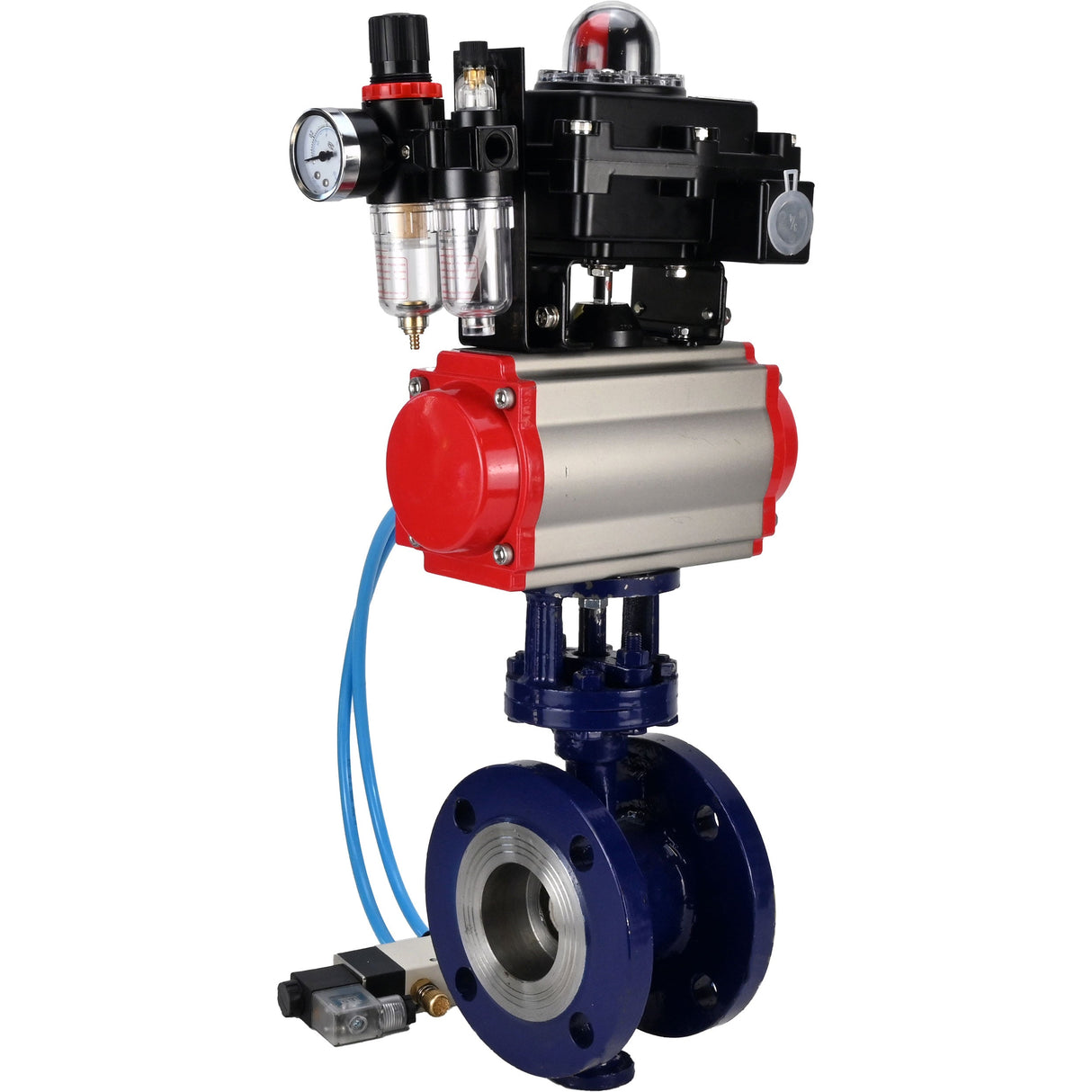 Vanne papillon d'eau Elephant WBV3EX-3431M-1W-F-ISO, matériau du corps - Acier au carbone, matériau du disque - Acier inoxydable AISI 304, joint - Métal, actionneur pneumatique PA-SA avec ressorts de rappel, 4V320-10 220V, BKV APL-410N EX BPV AFC2000