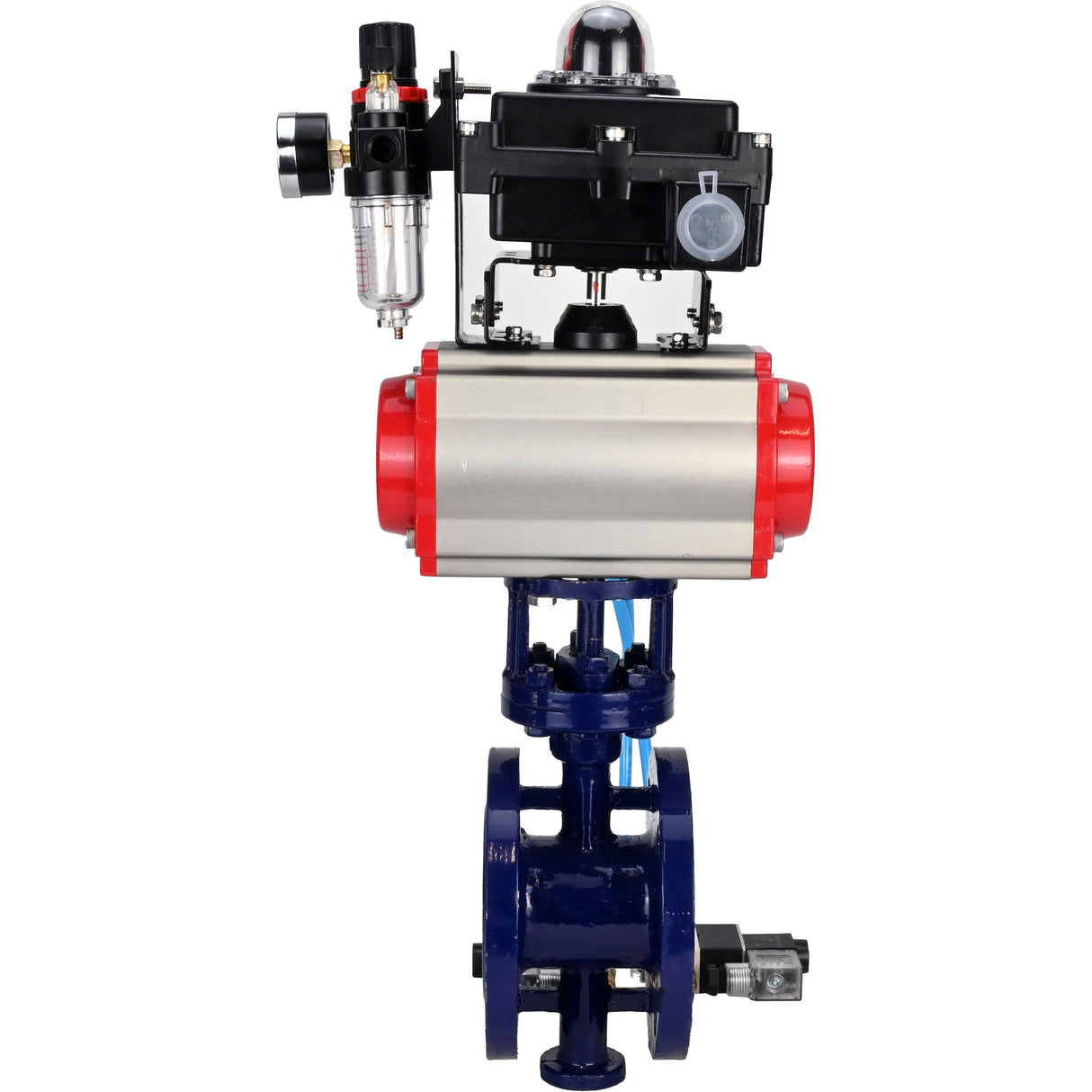 Vanne papillon d'eau Elephant WBV3EX-3431M-1W-F-ISO, matériau du corps - Acier au carbone, matériau du disque - Acier inoxydable AISI 304, joint - Métal, actionneur pneumatique PA-DA double action, 4V320-08 220V, BKV APL-410N EX BPV AFC2000