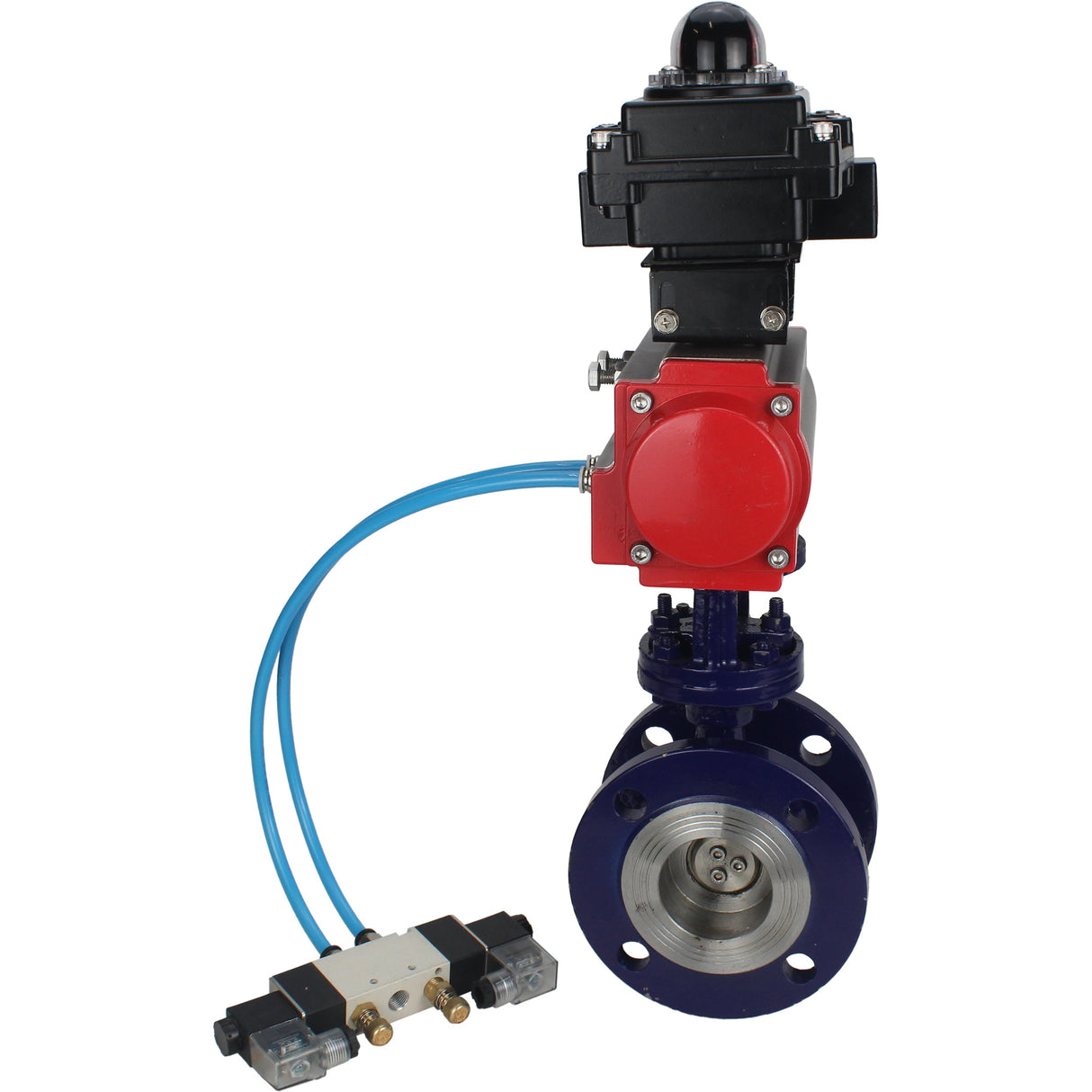 Vanne papillon d'eau Elephant WBV3EX-3431M-1W-F-ISO, matériau du corps - Acier au carbone, matériau du disque - Acier inoxydable AISI 304, joint - Métal, actionneur pneumatique PA-DA double action, 4V320-08 220V, BKV APL-410N EX