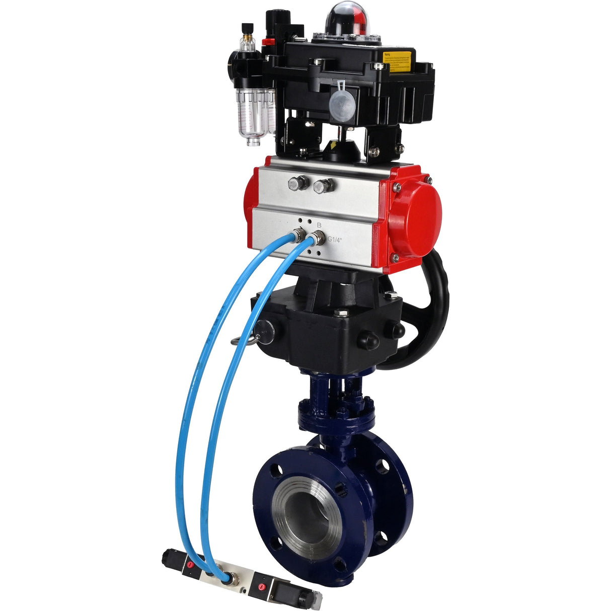 Vanne papillon d'eau Elephant WBV3EX-3431M-1W-F-ISO, matériau du corps - Acier au carbone, matériau du disque - Acier inoxydable AISI 304, joint - Métal, actionneur pneumatique PA-DA double action, 4V320-08 220V, BKV APL-410N EX, volant MON, BPV AFC2000