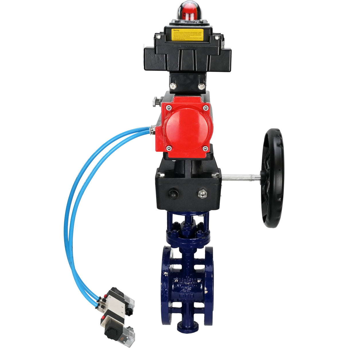 Vanne papillon d'eau Elephant WBV3EX-3431M-1W-F-ISO, matériau du corps - Acier au carbone, matériau du disque - Acier inoxydable AISI 304, joint - Métal, actionneur pneumatique PA-DA double action, 4V320-08 220V, BKV APL-410N EX, volant MON,