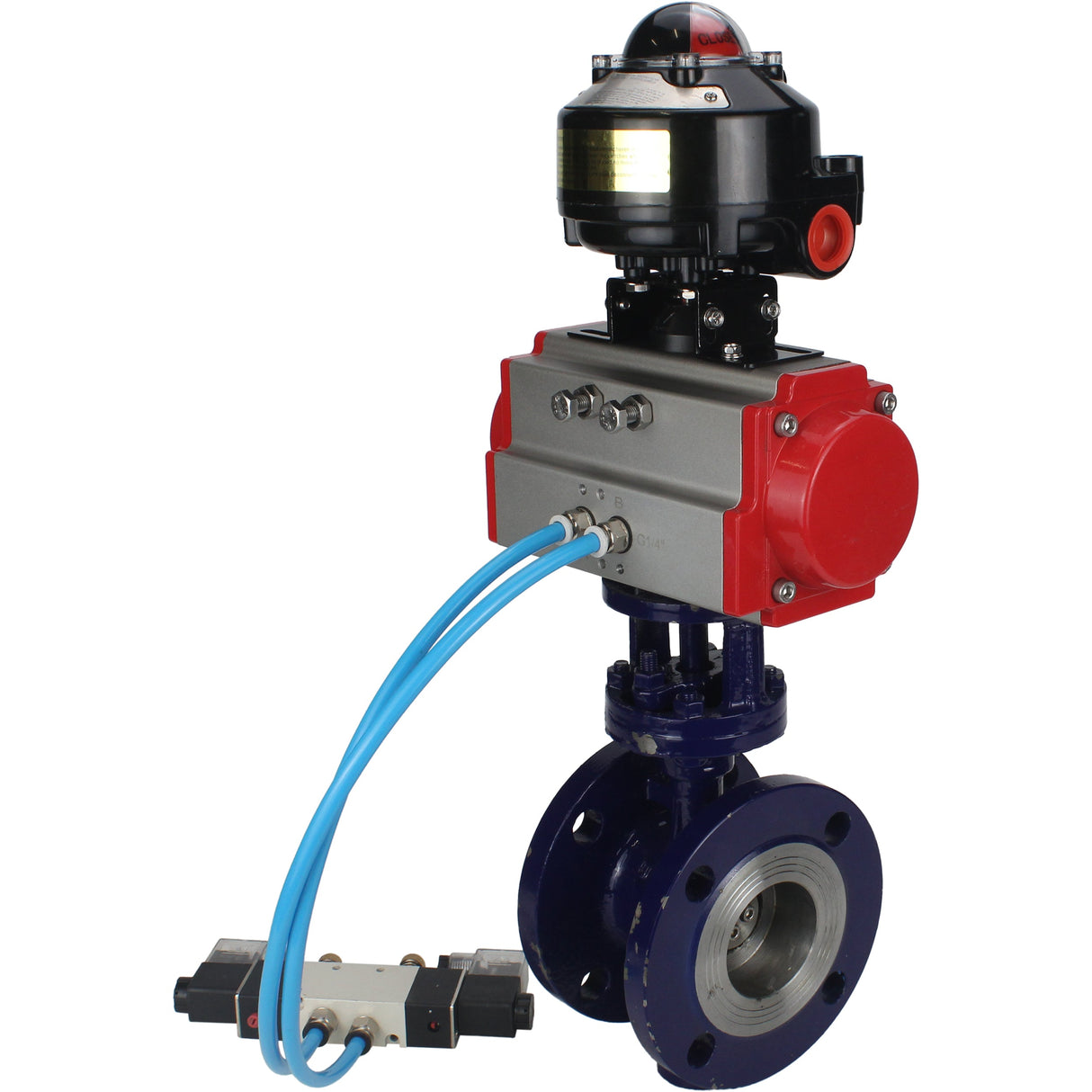 Vanne papillon d'eau Elephant WBV3EX-3431M-1W-F-ISO, matériau du corps - Acier au carbone, matériau du disque - Acier inoxydable AISI 304, joint - Métal, actionneur pneumatique PA-SA avec ressorts de rappel, 4V320-08 220V, BKV APL-510N EX