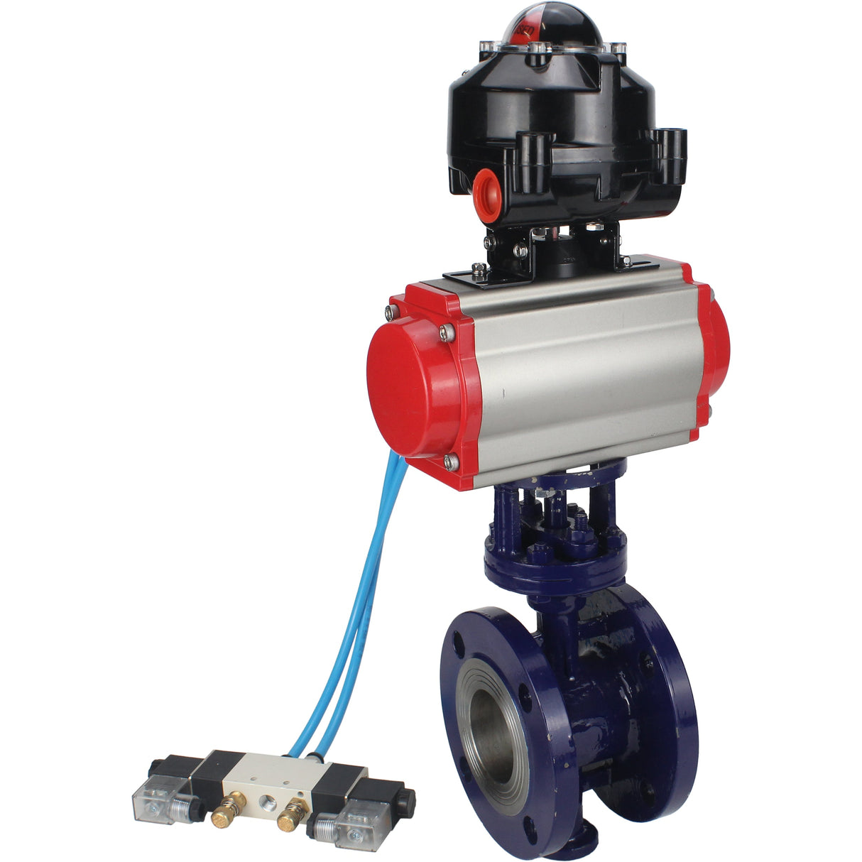 Vanne papillon d'eau Elephant WBV3EX-3431M-1W-F-ISO, matériau du corps - Acier au carbone, matériau du disque - Acier inoxydable AISI 304, joint - Métal, actionneur pneumatique PA-DA double action, 4V320-08 220V, BKV APL-510N EX