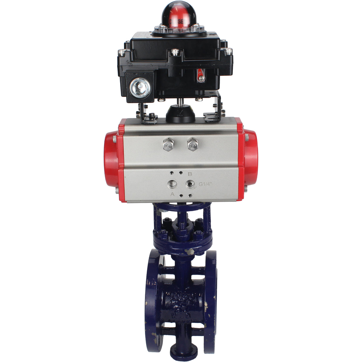 Vanne papillon d'eau Elephant WBV3EX-3431M-1W-F-ISO, matériau du corps - Acier au carbone, matériau du disque - Acier inoxydable AISI 304, joint - Métal, actionneur pneumatique PA-SA avec ressorts de rappel, , BKV APL-410N EX