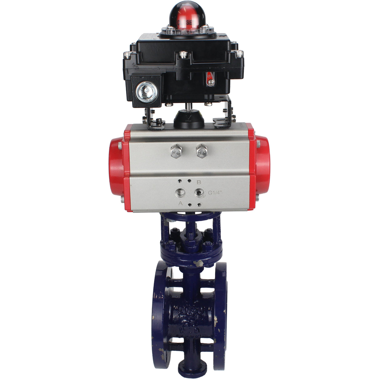 Vanne papillon d'eau Elephant WBV3EX-3431M-1W-F-ISO, matériau du corps - Acier au carbone, matériau du disque - Acier inoxydable AISI 304, joint - Métal, actionneur pneumatique PA-SA avec ressorts de rappel, , BKV APL-410N EX