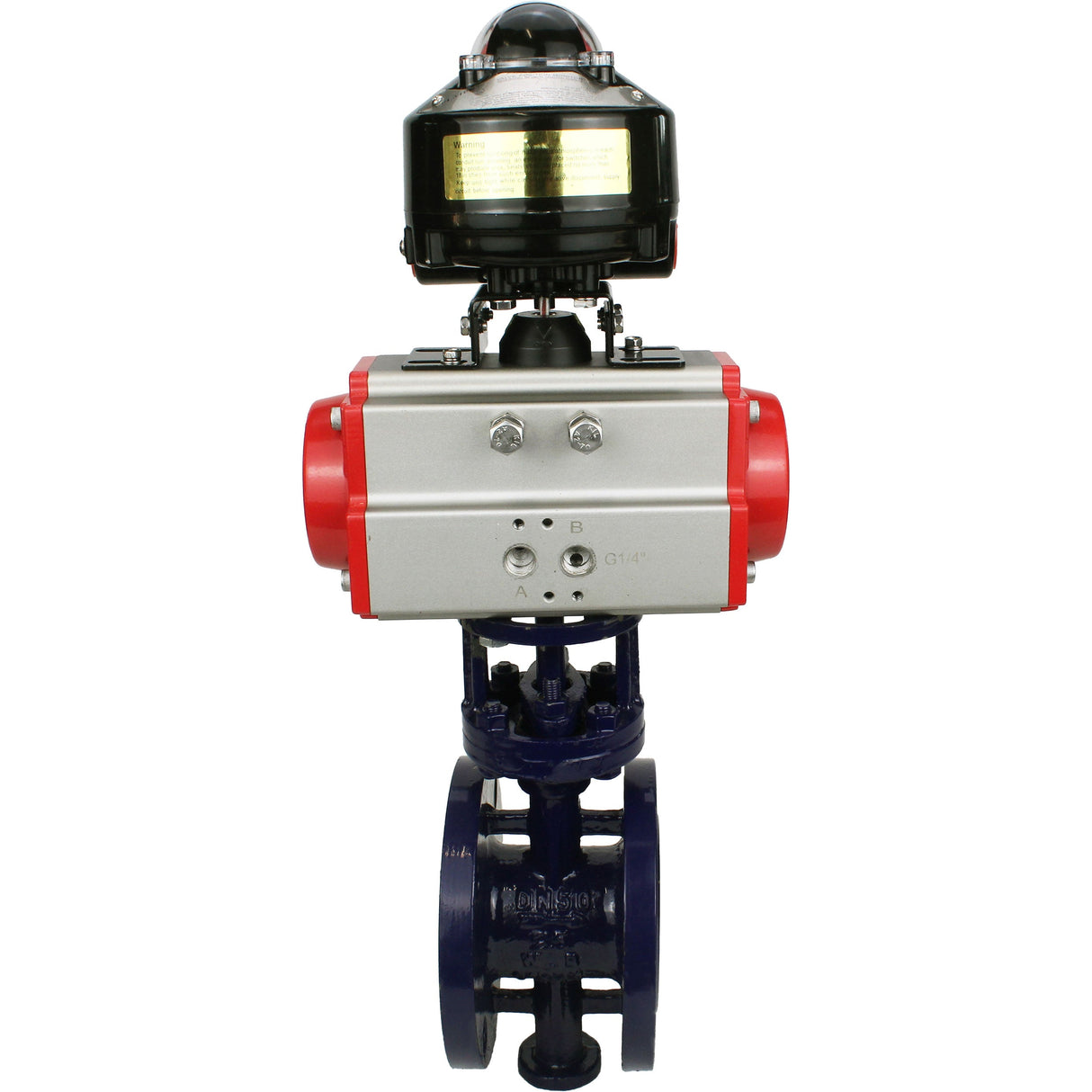 Vanne papillon d'eau Elephant WBV3EX-3431M-1W-F-ISO, matériau du corps - Acier au carbone, matériau du disque - Acier inoxydable AISI 304, joint - Métal, actionneur pneumatique PA-DA double action, BKV APL-510N EX