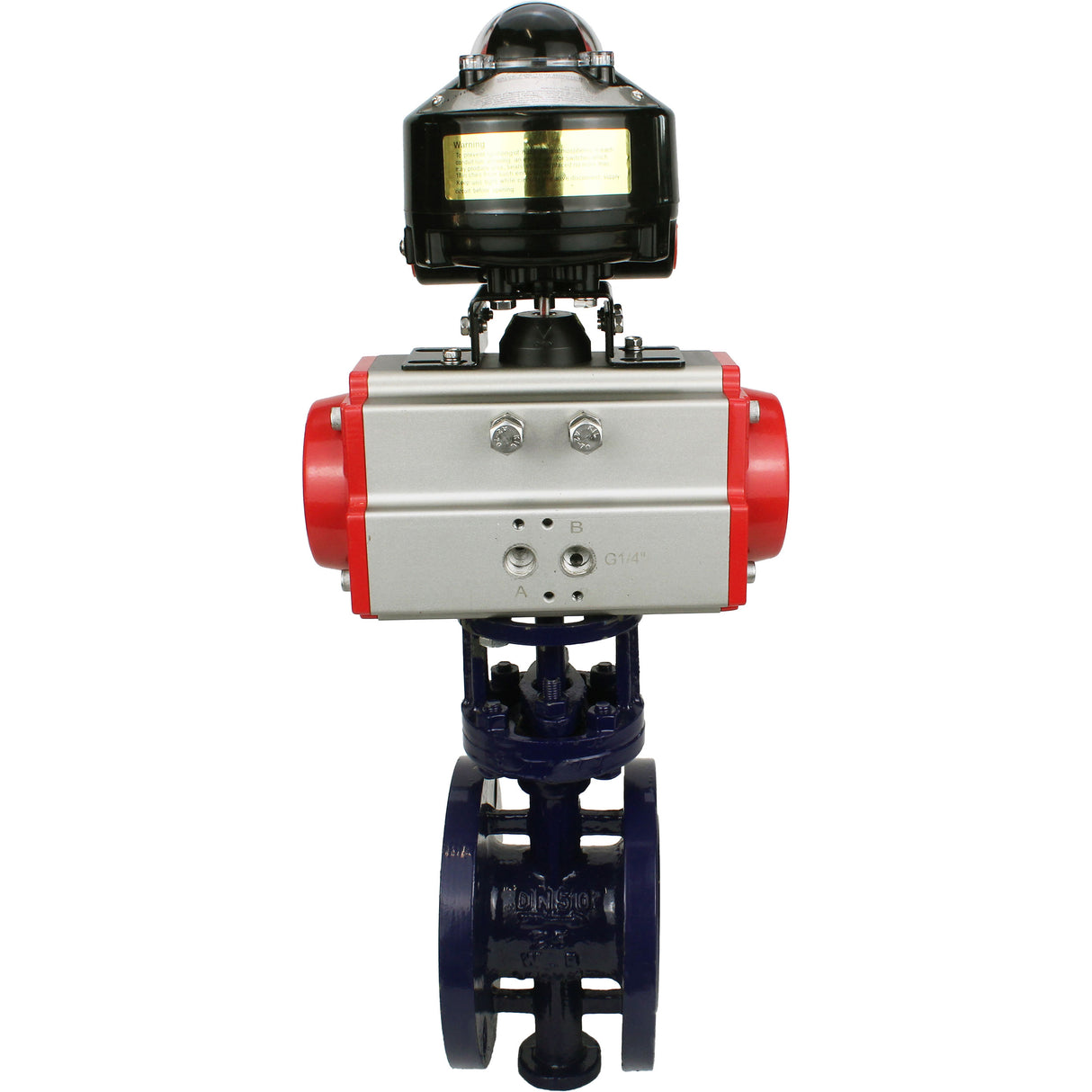 Vanne papillon d'eau Elephant WBV3EX-3432M-1W-F-ISO, matériau du corps - Acier au carbone, matériau du disque - Acier inoxydable AISI 316, joint - Métal, actionneur pneumatique PA-DA double action, BKV APL-510N EX