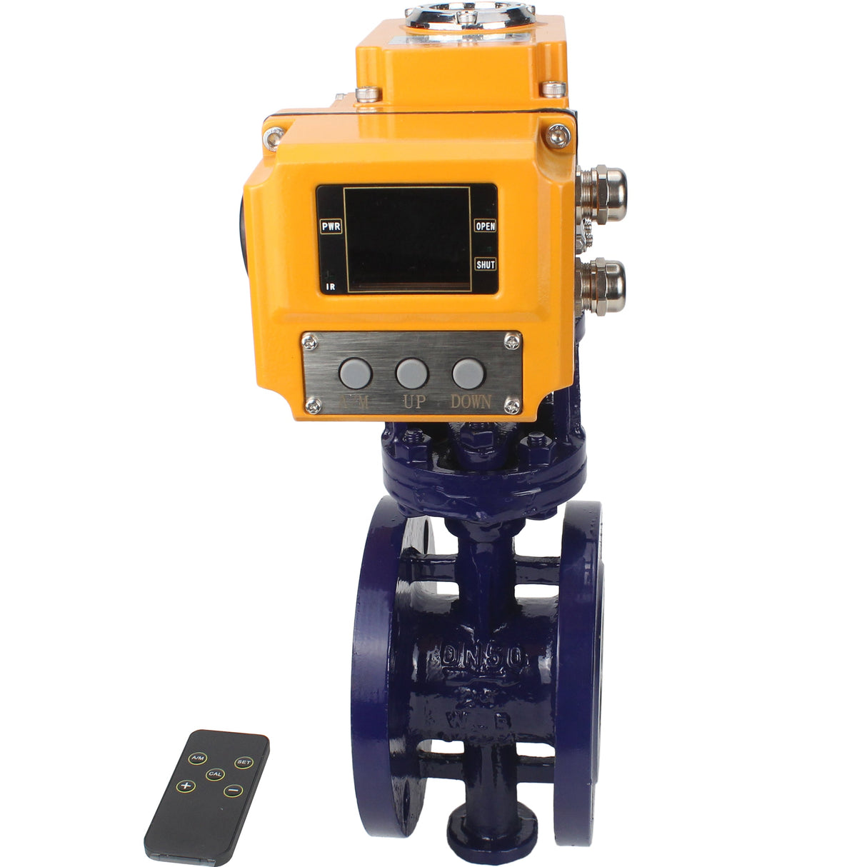 Vanne papillon d'eau Elephant WBV3EX-3431M-1W-F-ISO, matériau du corps - Acier au carbone, matériau du disque - Acier inoxydable AISI 304, joint - Métal, actionneur électrique QT-N-хEM-O1 24V