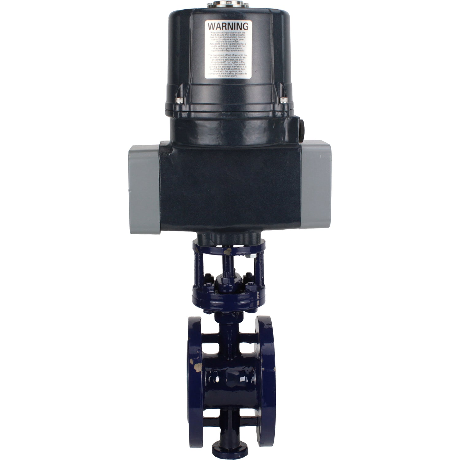 Butterfly valves with triple eccentricity Elephant WBV3EX-3431M-1W-F-ISO flanged, body - carbon steel WCB, disc - stainless steel 304, seal - METAL, with electric quarter turn actuator Elephant QTSA-N-EM-O0-220VAC