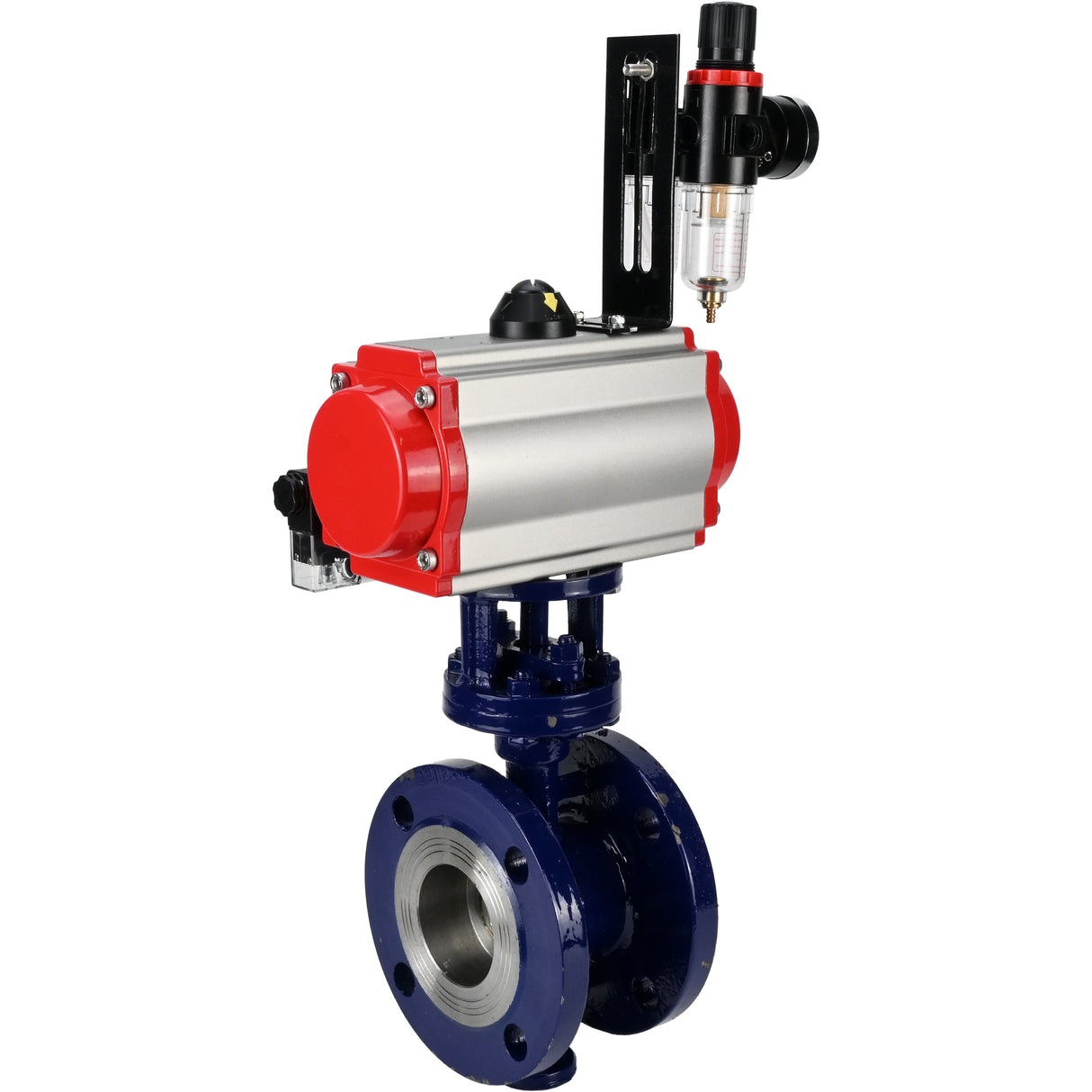 Vanne papillon d'eau Elephant WBV3EX-3432M-1W-F-ISO, matériau du corps - Acier au carbone, matériau du disque - Acier inoxydable AISI 316, joint - Métal, actionneur pneumatique PA-SA avec ressorts de rappel, 4M310-08 220V BPV AFC2000